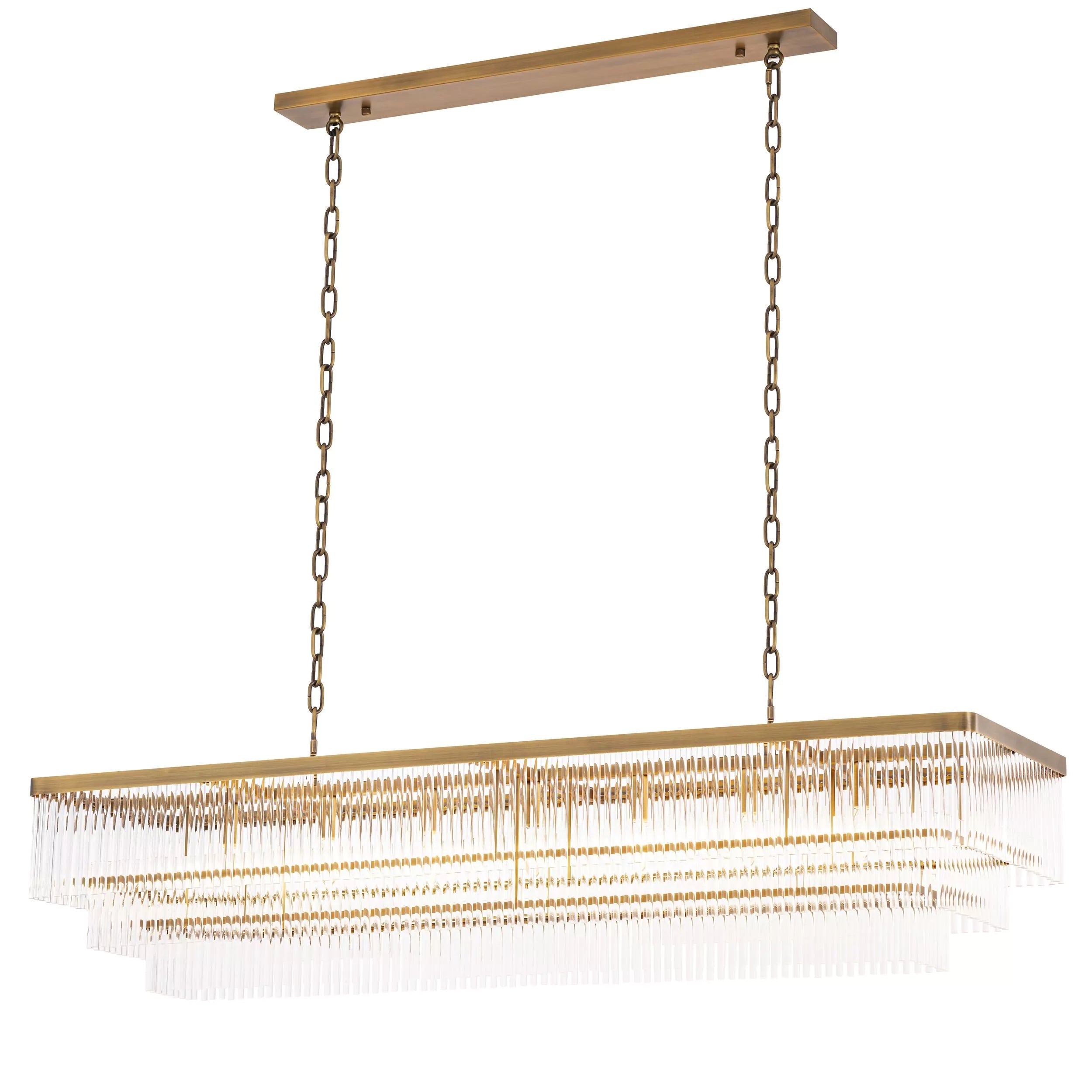 East Rectangle Modern Brass Glass Chandelier - Eichholtz - Luxury Lighting Boutique