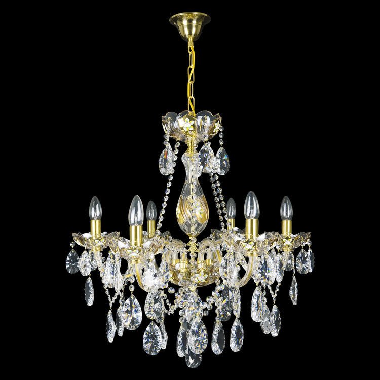 Exclusive 6 Crystal Glass Chandelier (Gold/Silver) - Wranovsky - Luxury Lighting BoutiqueTraditional Crystal ChandeliersWranovsky