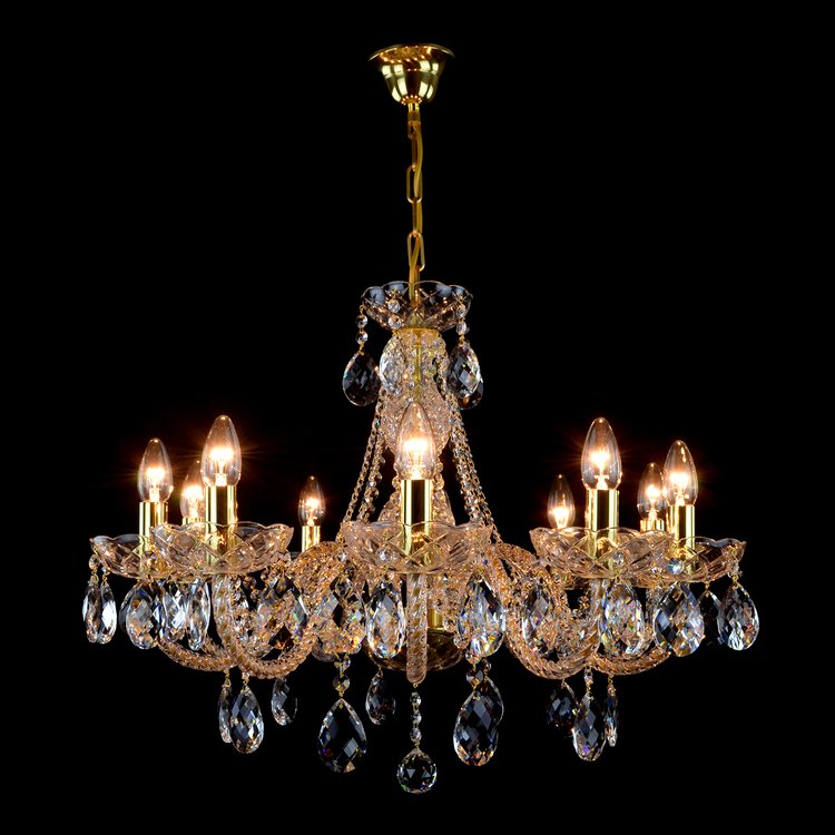 Finesse 10 Crystal Glass Chandelier (Gold/Silver) - Wranovsky - Luxury Lighting Boutique