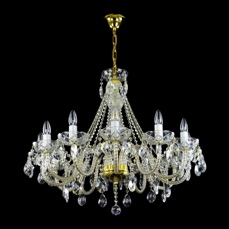 Finesse 12 Crystal Glass Chandelier (Gold/Silver) - Wranovsky - Luxury Lighting Boutique