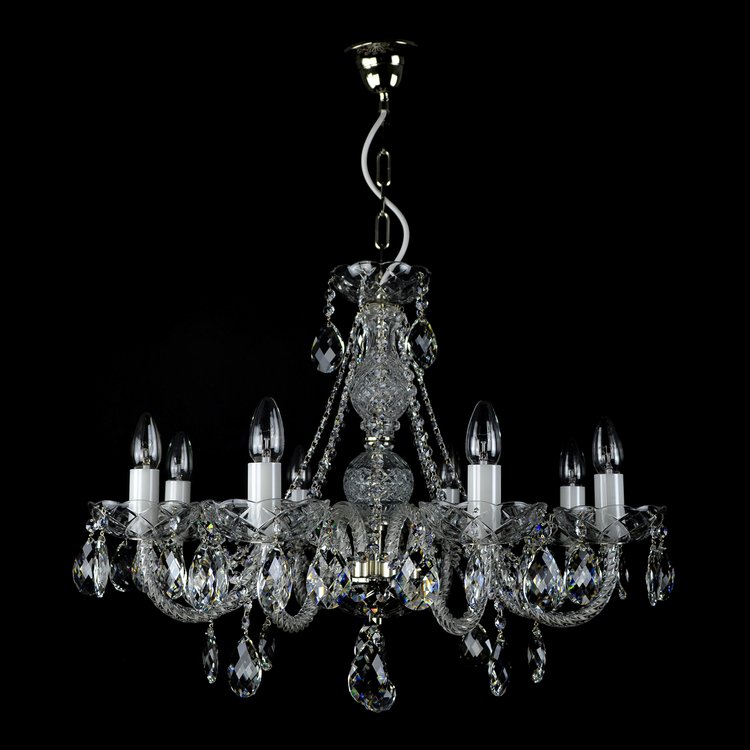 Finesse 8 Crystal Glass Chandelier (Gold/Silver) - Wranovsky - Luxury Lighting Boutique