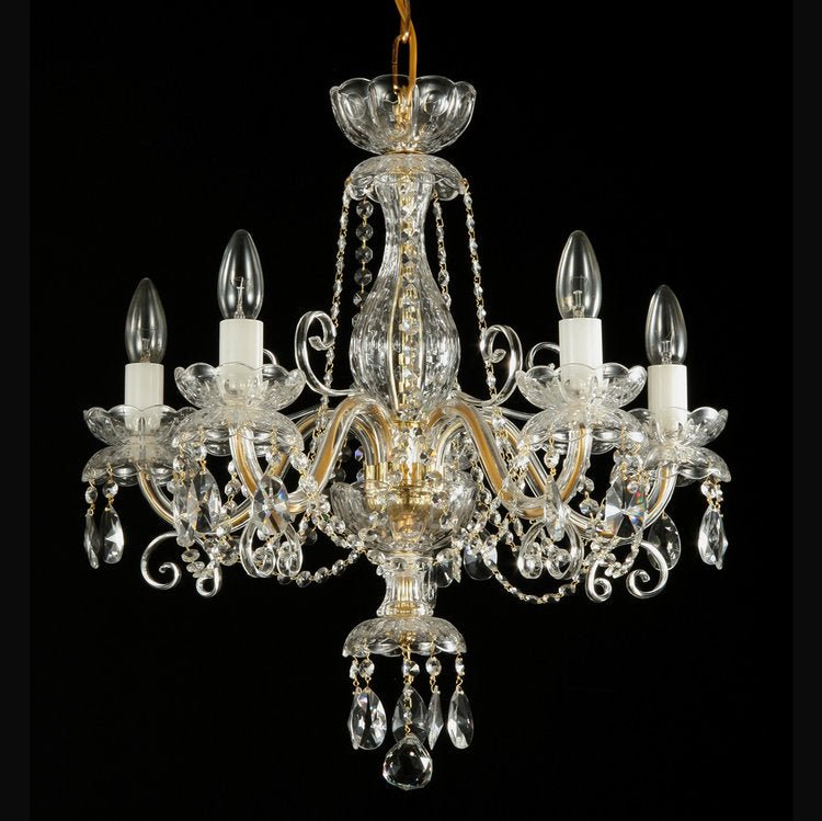 Gemma 5 Crystal Glass Chandelier (Gold/Silver) - Wranovsky - Luxury Lighting BoutiqueWranovsky