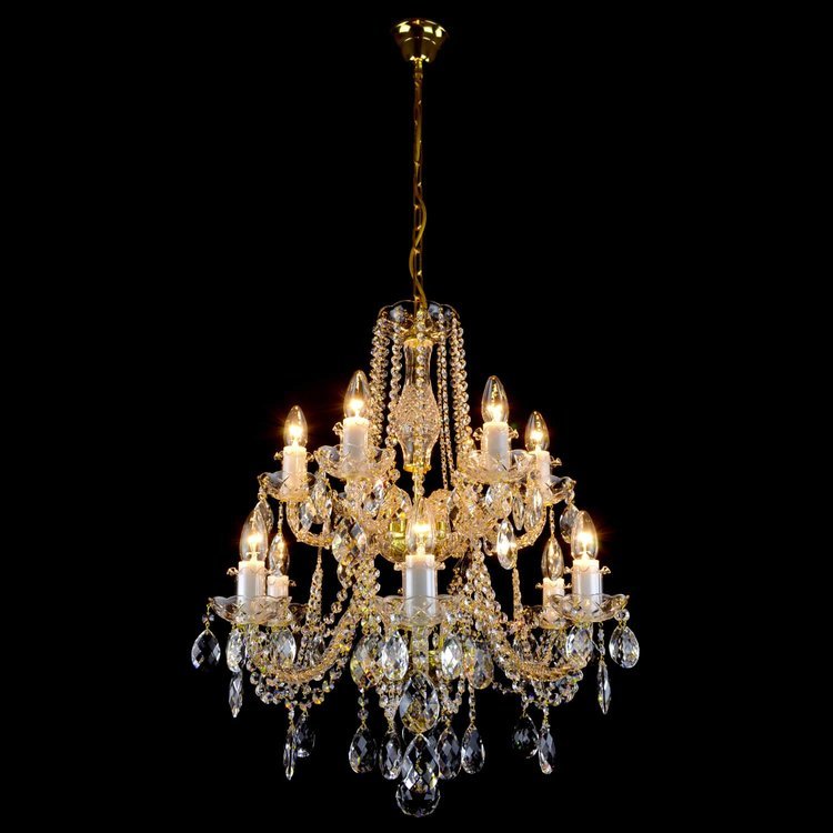 Gracious 12 Crystal Glass Chandelier (Gold/Silver) - Wranovsky - Luxury Lighting BoutiqueWranovsky
