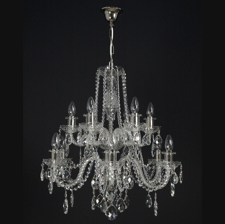 Gracious 12 Crystal Glass Chandelier (Gold/Silver) - Wranovsky - Luxury Lighting Boutique