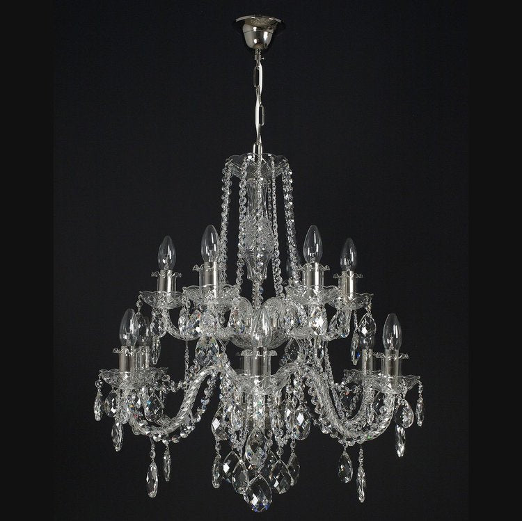 Gracious 12 Crystal Glass Chandelier (Gold/Silver) - Wranovsky - Luxury Lighting BoutiqueWranovsky