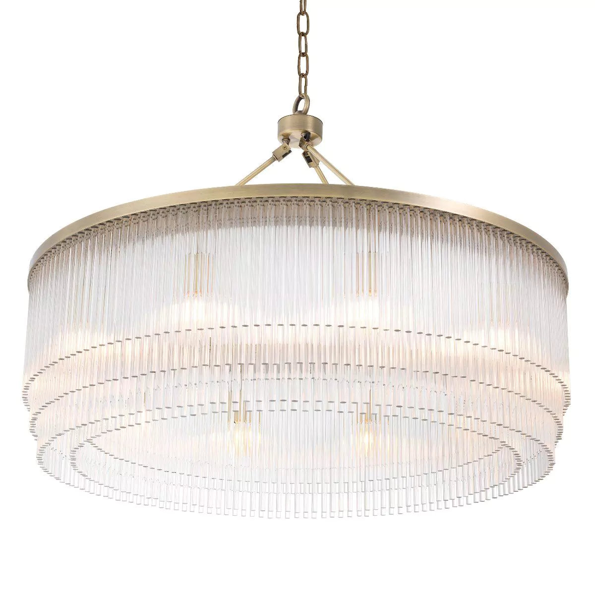 Hector L Modern Brass Glass Chandelier - (Light Brushed Brass Finish/Clear Glass) - Eichholtz - Luxury Lighting Boutique