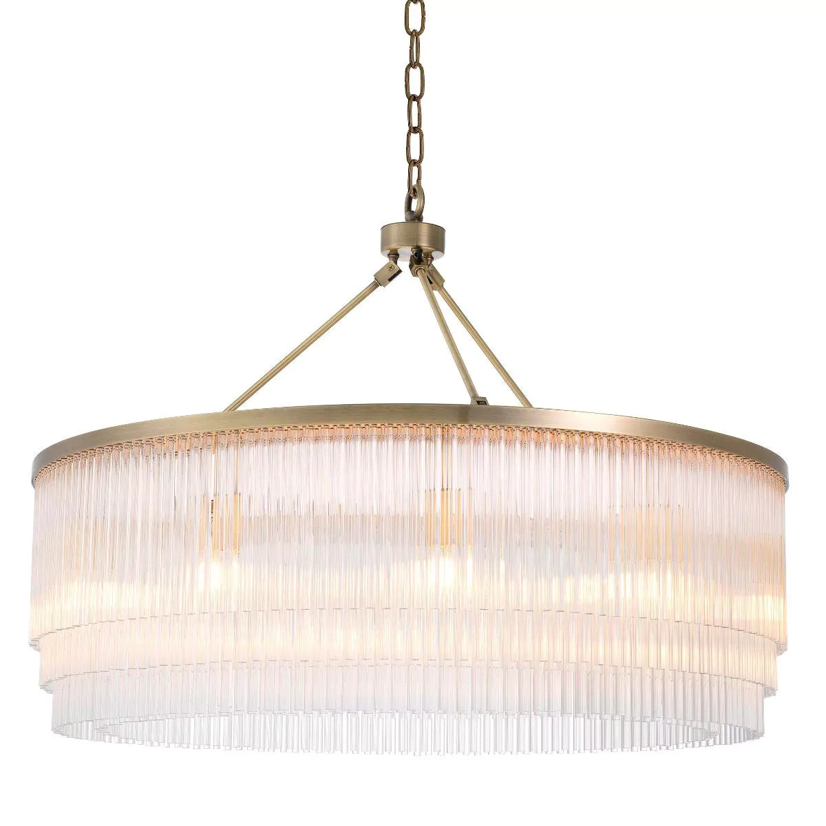 Hector L Modern Brass Glass Chandelier - (Light Brushed Brass Finish/Clear Glass) - Eichholtz - Luxury Lighting Boutique