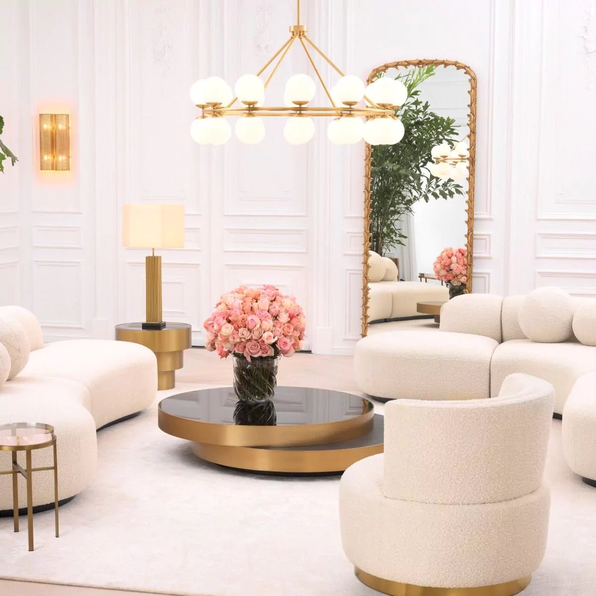Hutchinson Modern Brass Chandelier - Antique Brass Finish | Bronze Finish - Eichholtz - Luxury Lighting BoutiqueModern Crystal ChandeliersEichholtz