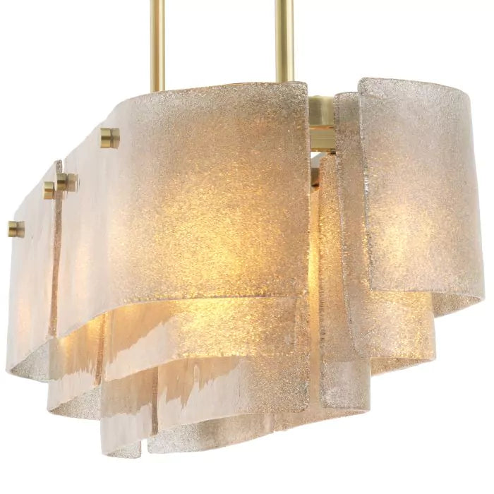 Joy of Light Modern Brass Chandelier - (Light Brushed Brass Finish | Hand Blown Glass) - Eichholtz - Luxury Lighting Boutique
