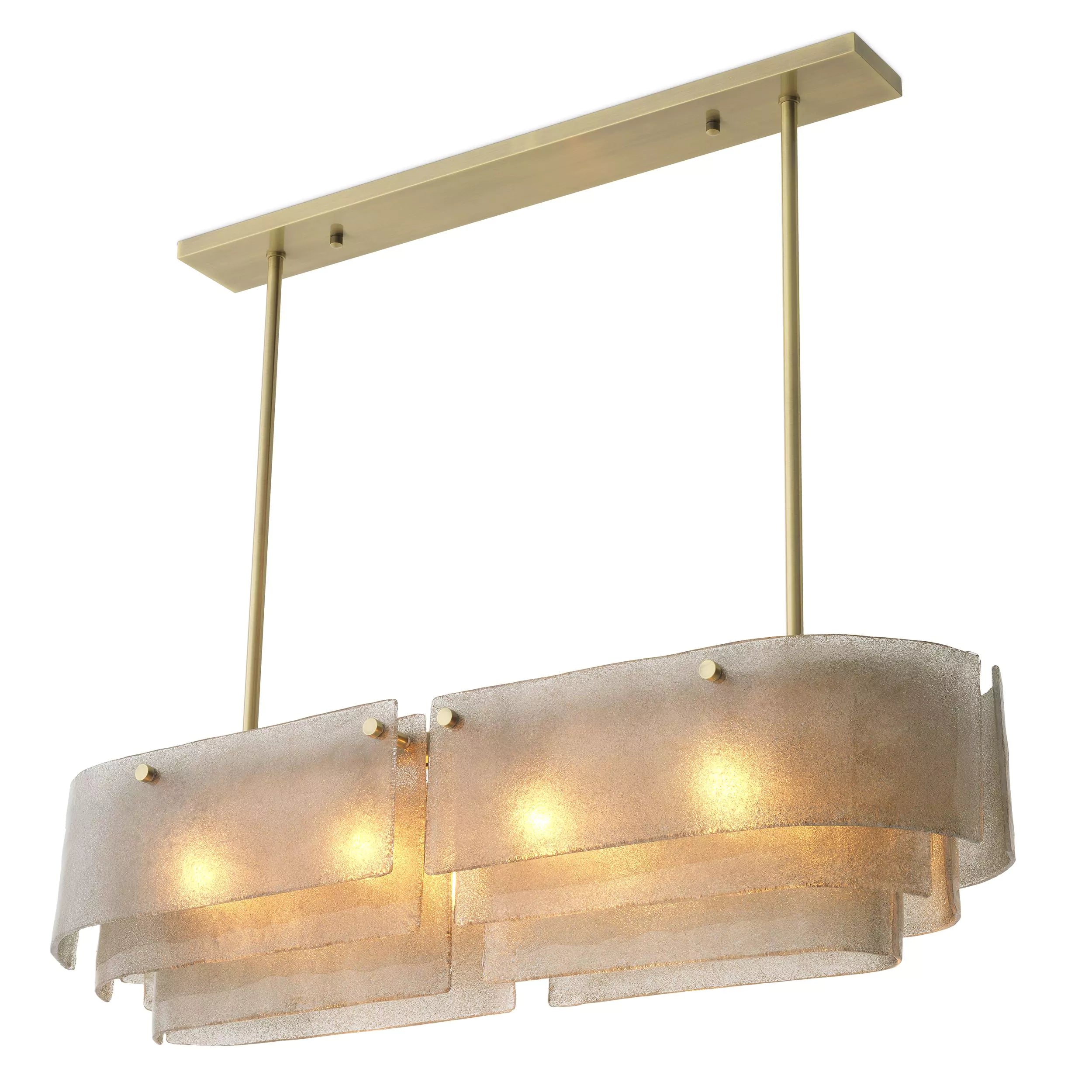 Joy of Light Modern Brass Chandelier - (Light Brushed Brass Finish | Hand Blown Glass) - Eichholtz - Luxury Lighting Boutique