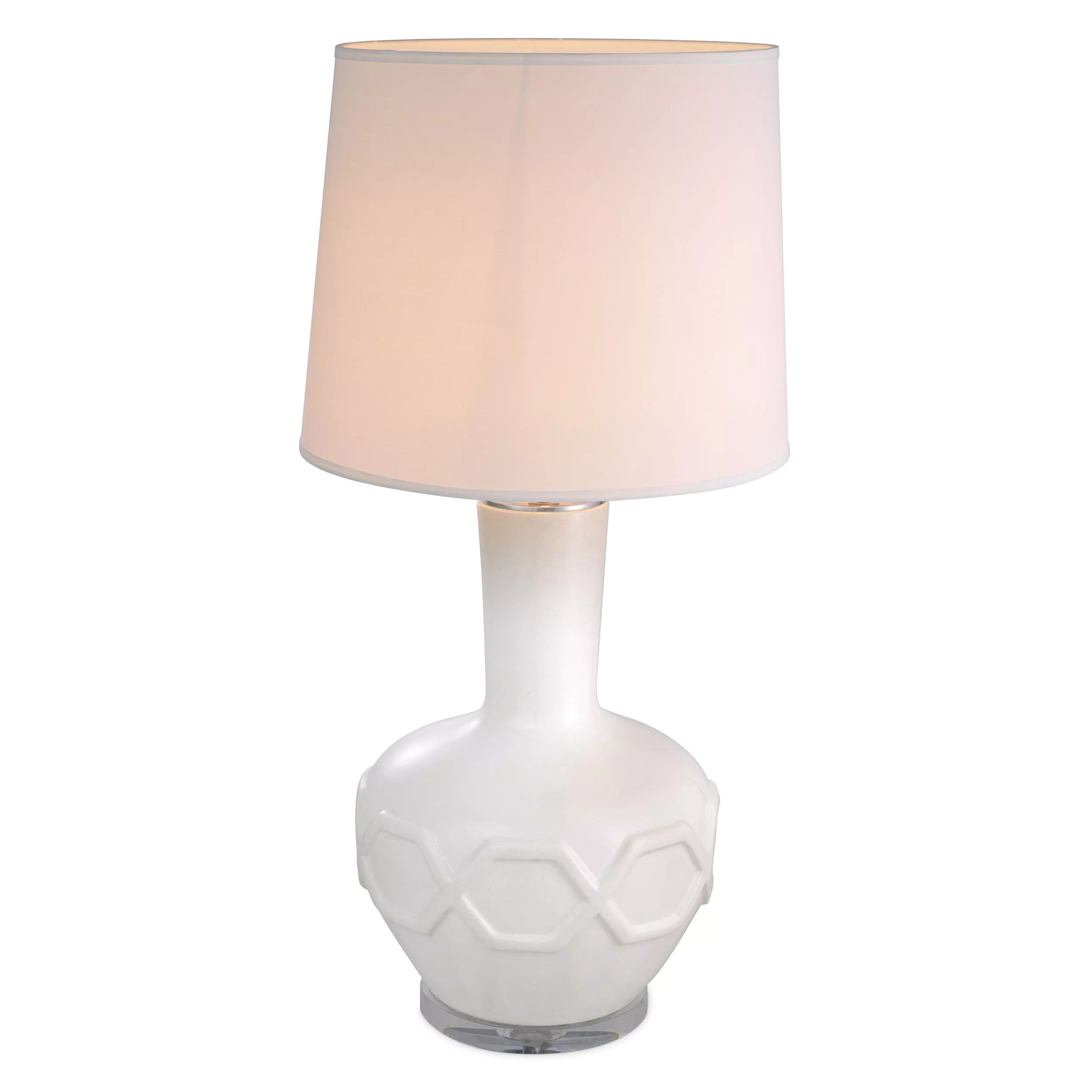 Lambert Table Lamp - (White Crackle Finish | Glass Base) - Eichholtz - Luxury Lighting Boutique