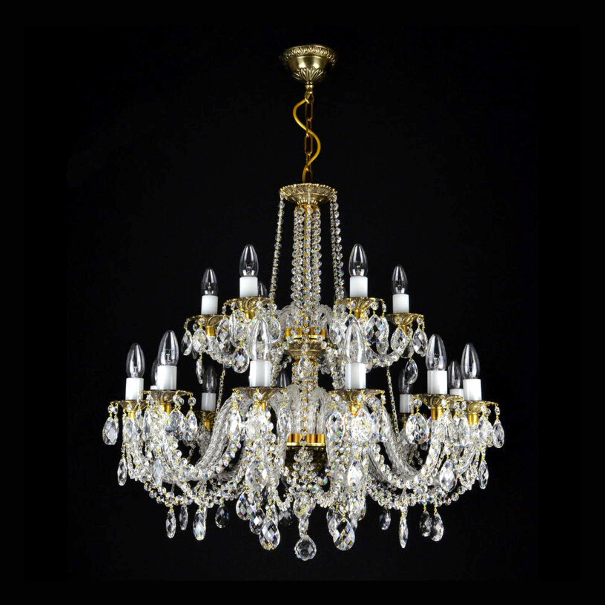 Libra 18 Crystal Glass Chandelier (Alpha Gold) - Wranovsky - Luxury Lighting Boutique