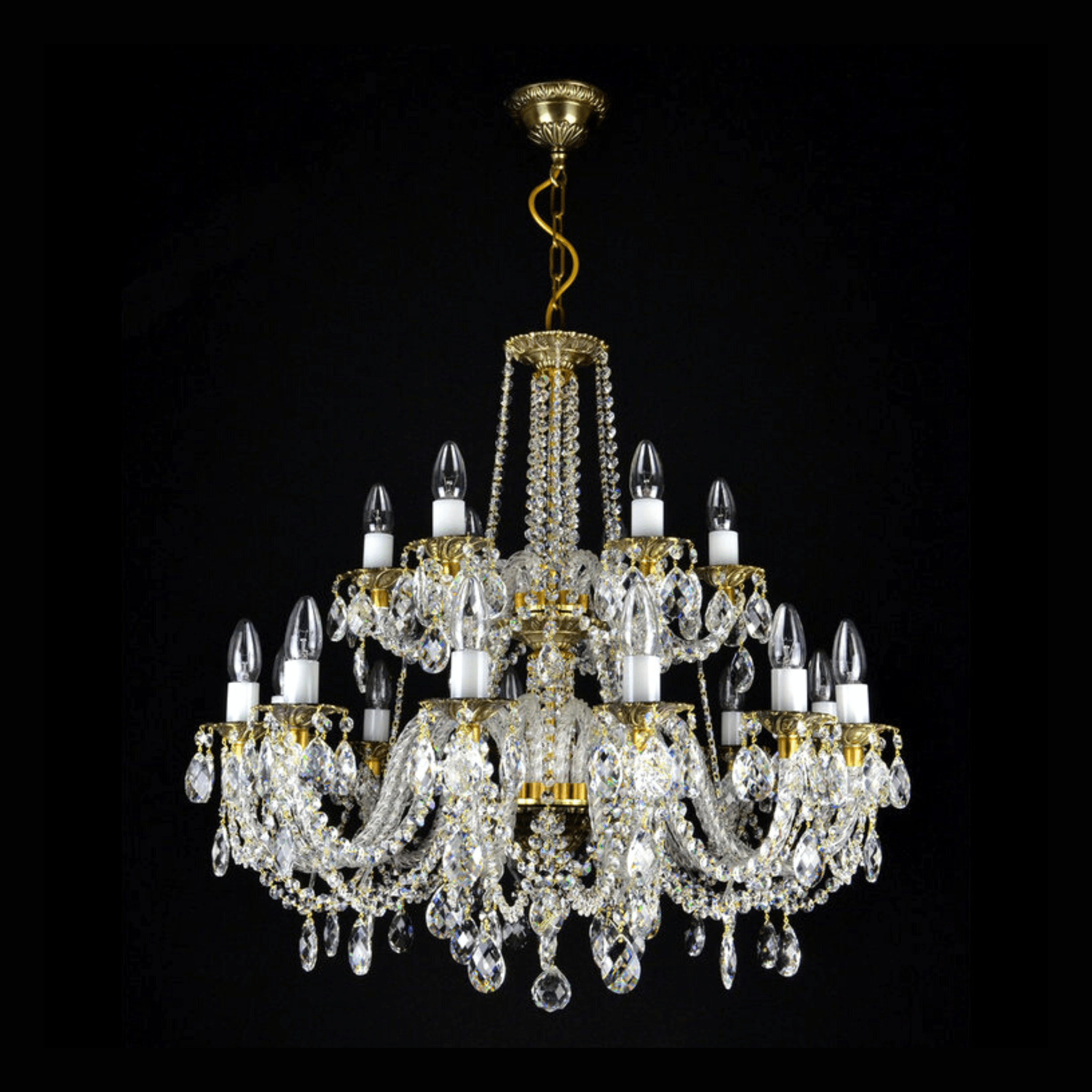 Libra 18 Crystal Glass Chandelier (Alpha Gold) - Wranovsky - Luxury Lighting BoutiqueTraditional Crystal ChandeliersWranovsky
