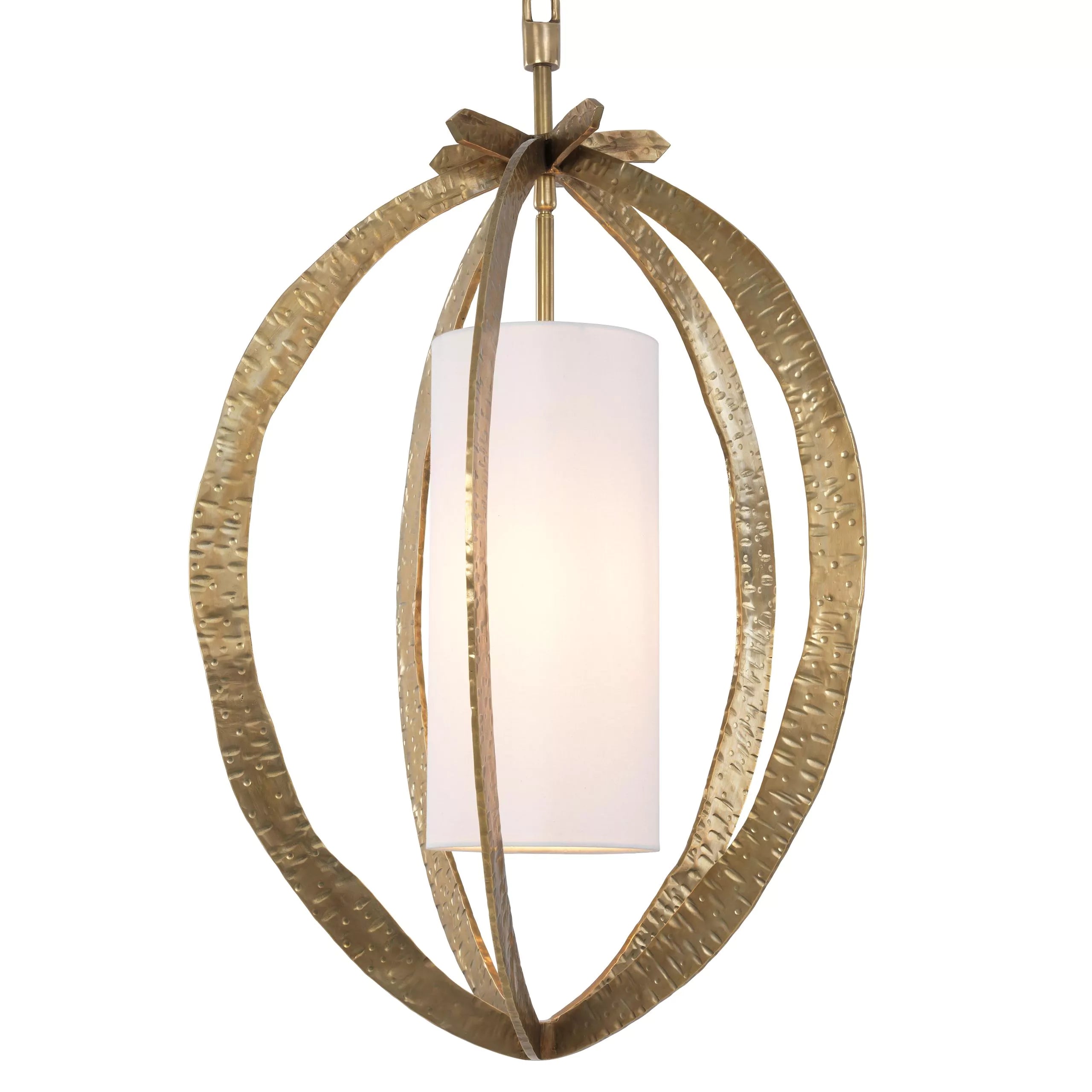 Luciano Brass Chandelier - (Hammered Vintage Brass Finish Including White Shade) - Eichholtz - Luxury Lighting Boutique