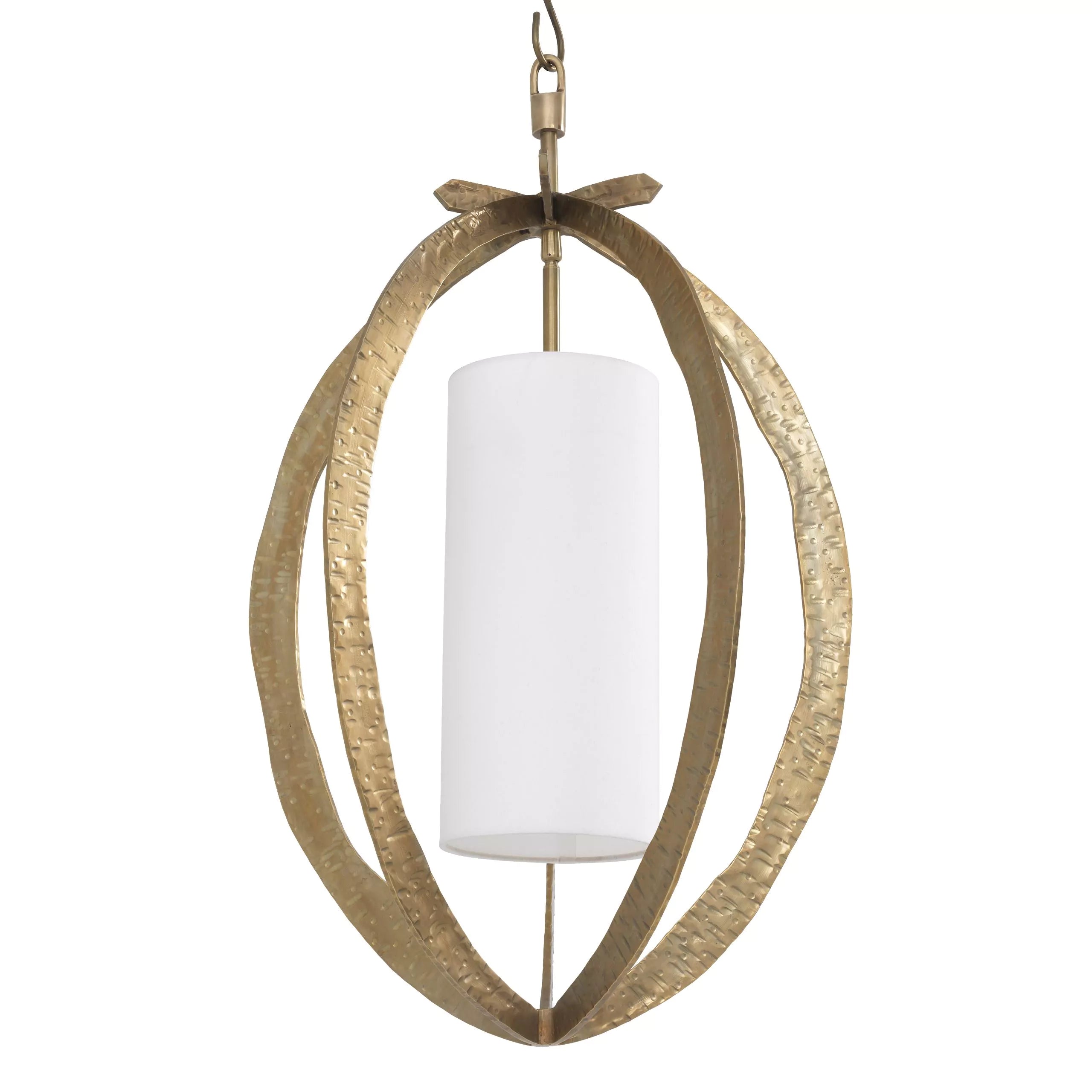Luciano Brass Chandelier - (Hammered Vintage Brass Finish Including White Shade) - Eichholtz - Luxury Lighting Boutique