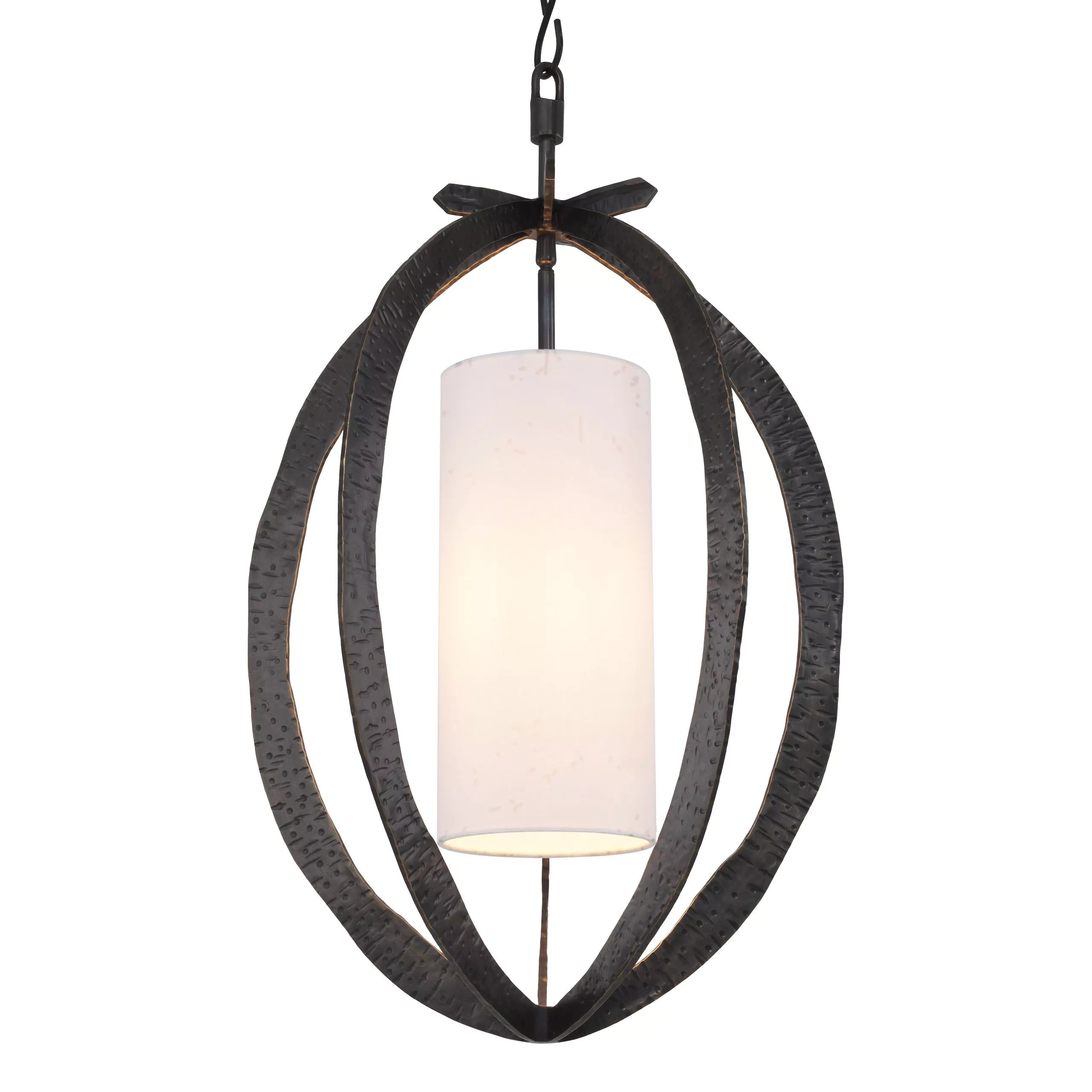 Luciano Brass Chandelier - (Hammered Vintage Brass Finish Including White Shade) - Eichholtz - Luxury Lighting Boutique