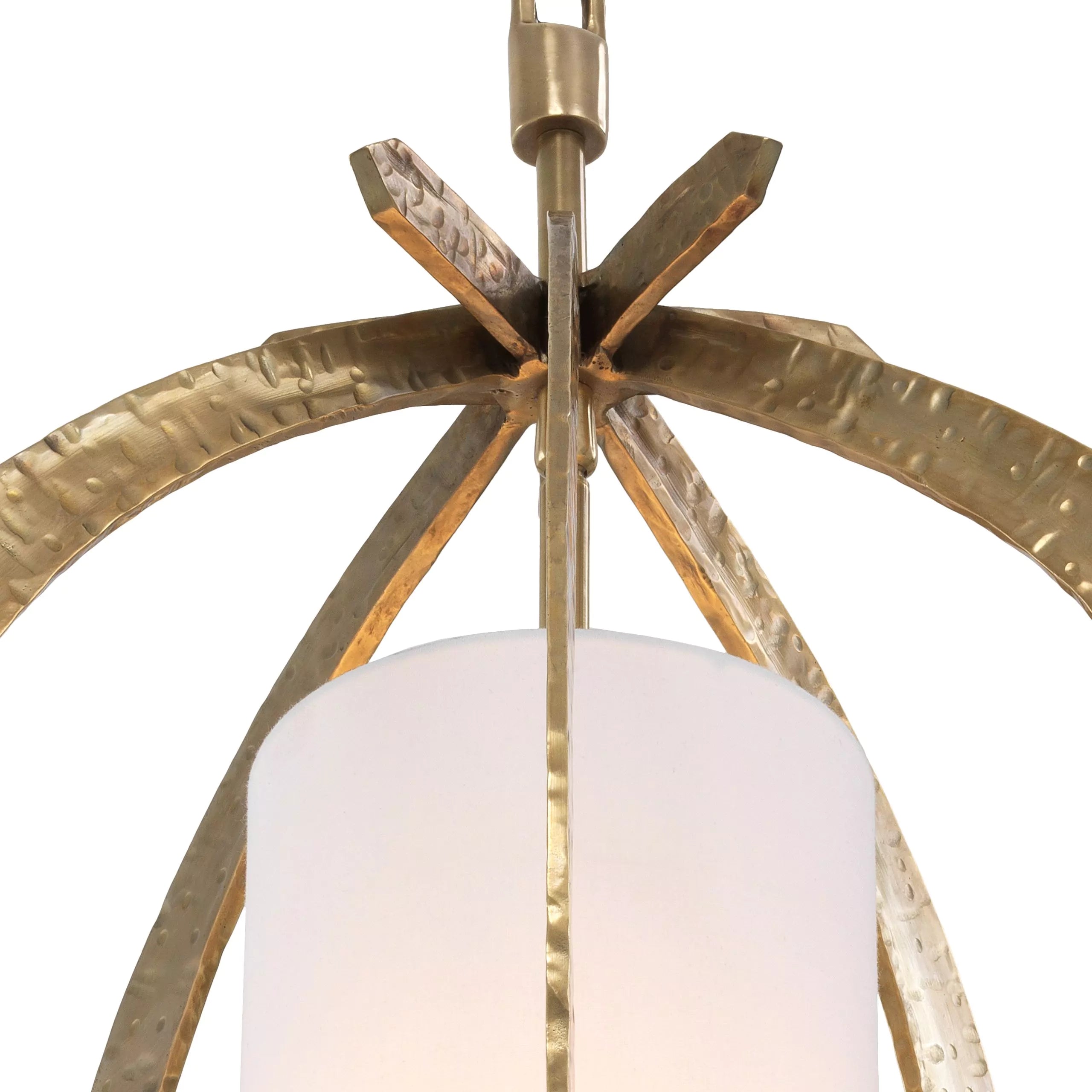 Luciano Brass Chandelier - (Hammered Vintage Brass Finish Including White Shade) - Eichholtz - Luxury Lighting Boutique