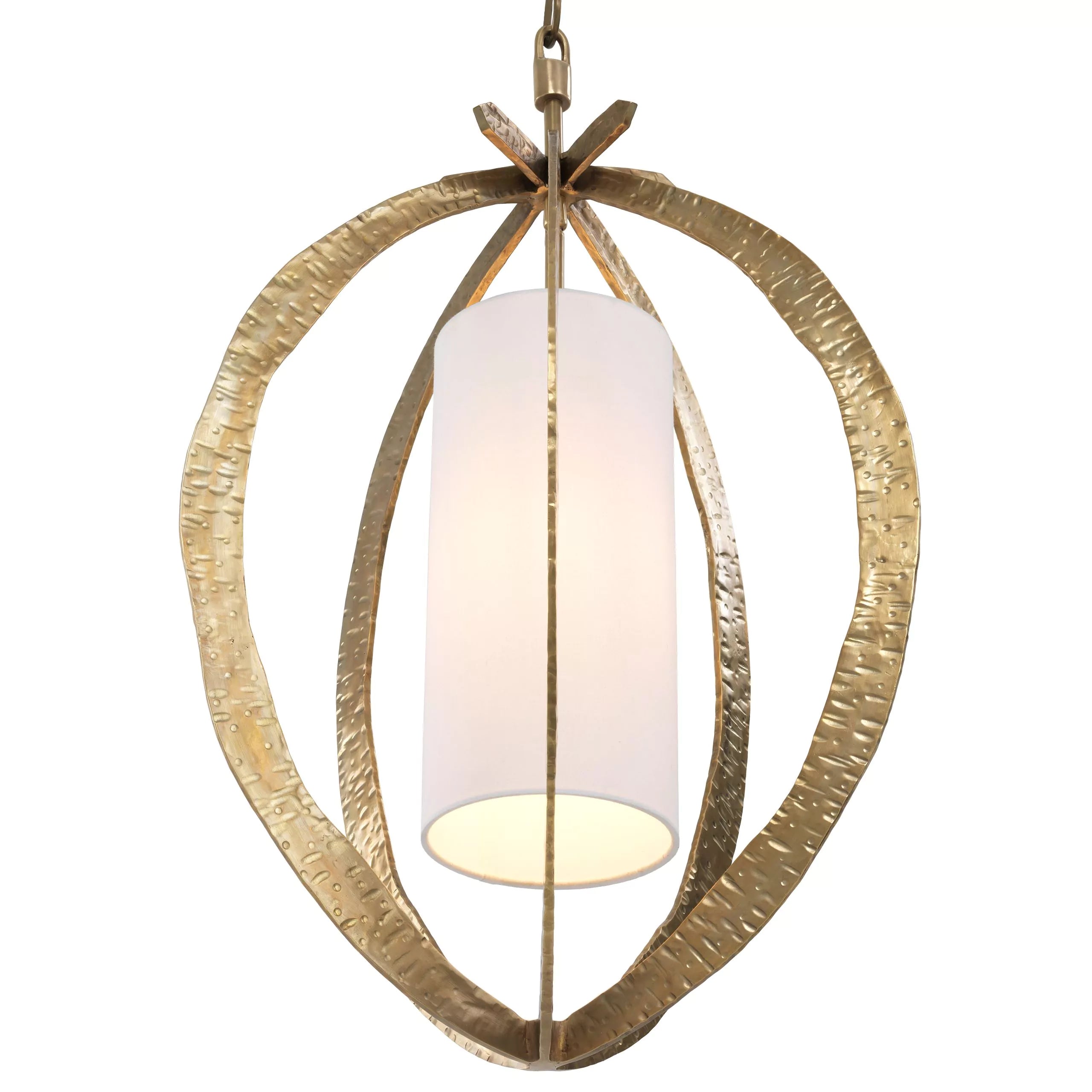 Luciano Brass Chandelier - (Hammered Vintage Brass Finish Including White Shade) - Eichholtz - Luxury Lighting Boutique