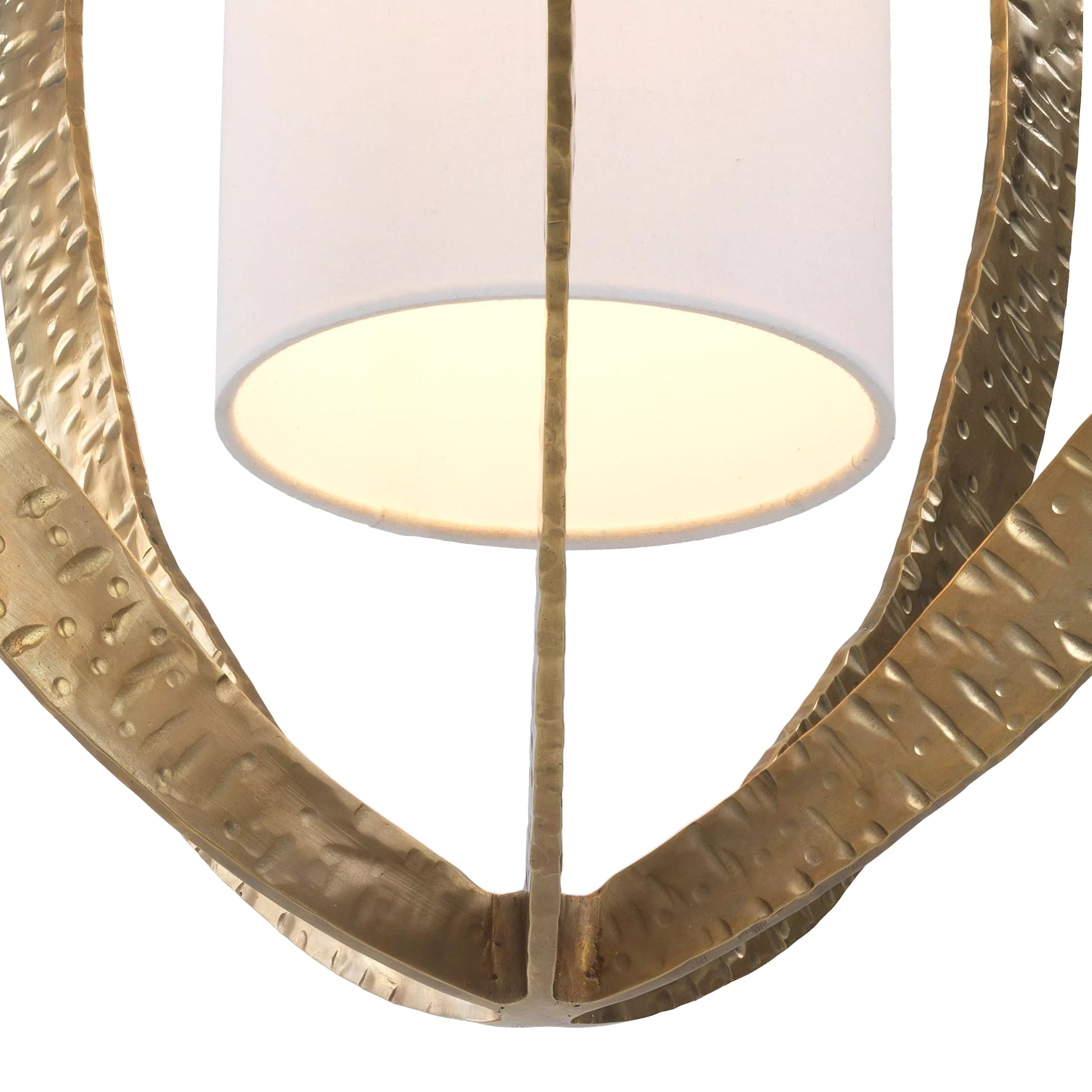 Luciano Brass Chandelier - (Hammered Vintage Brass Finish Including White Shade) - Eichholtz - Luxury Lighting Boutique
