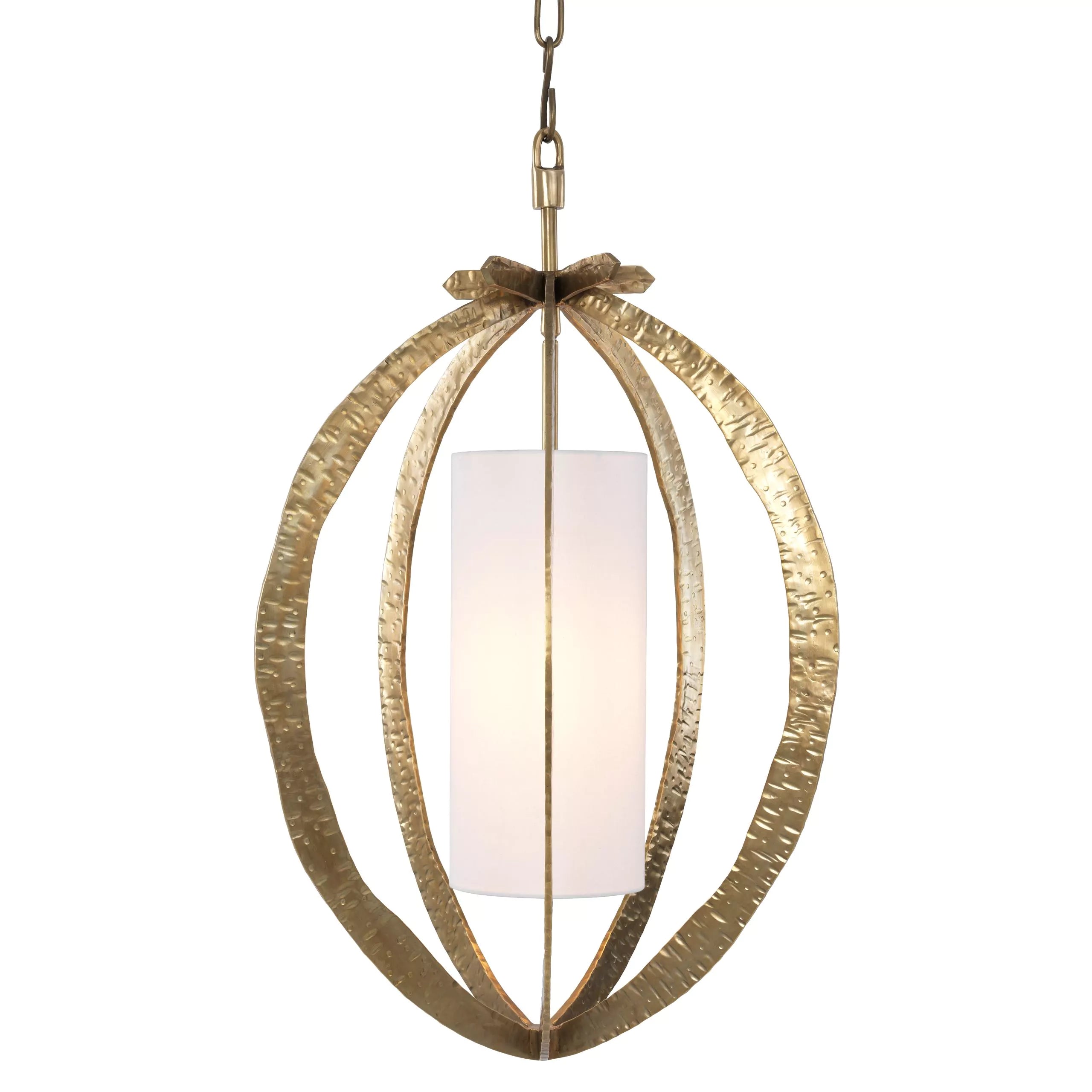 Luciano Brass Chandelier - (Hammered Vintage Brass Finish Including White Shade) - Eichholtz - Luxury Lighting Boutique