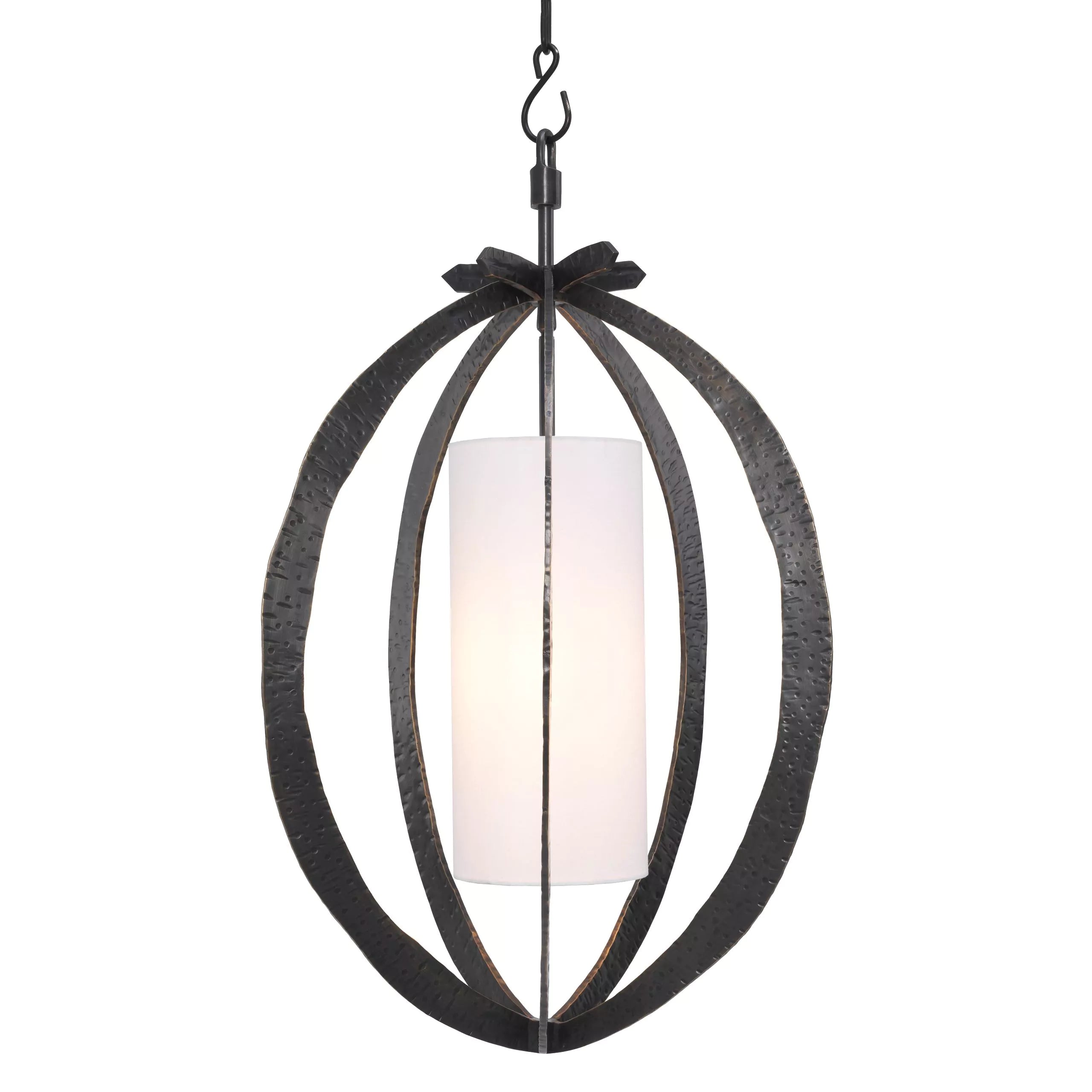 Luciano Brass Chandelier - (Hammered Vintage Brass Finish Including White Shade) - Eichholtz - Luxury Lighting Boutique