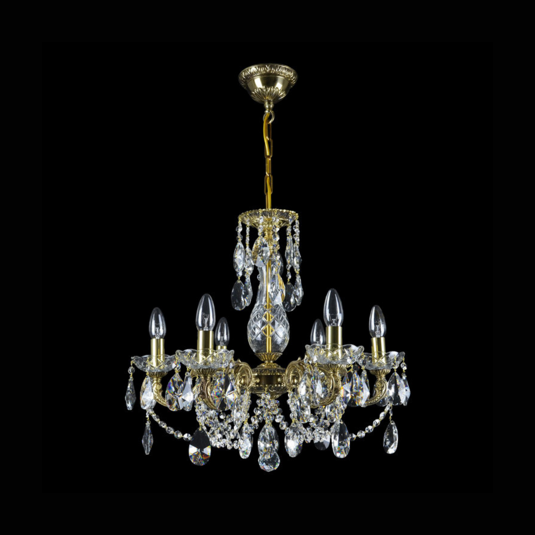 Neptune 6 Crystal Glass Chandelier - Wranovsky - Luxury Lighting Boutique