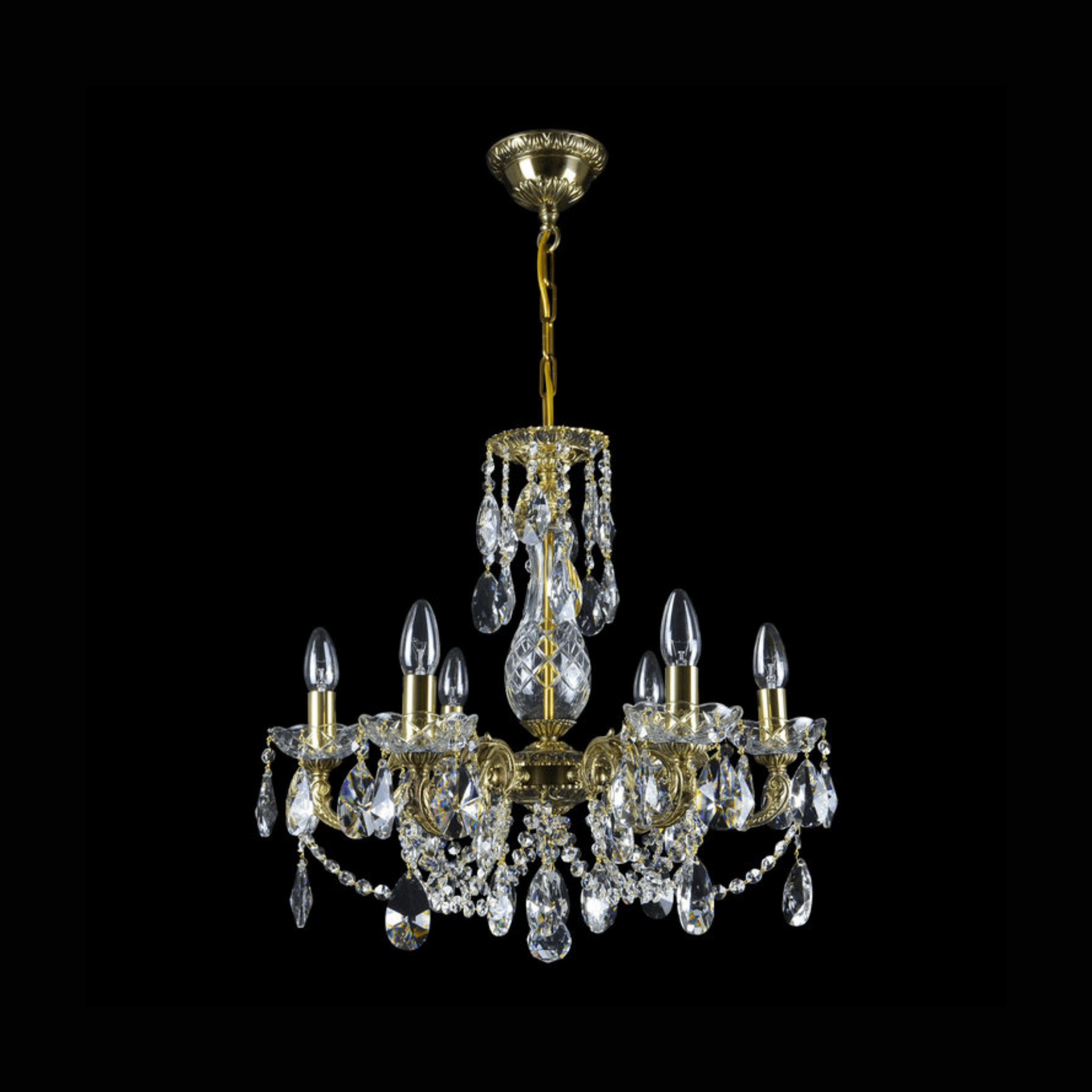 Neptune 6 Brass Crystal Chandelier - Wranovsky - Luxury Lighting BoutiqueBrass/Metal ChandeliersWranovsky