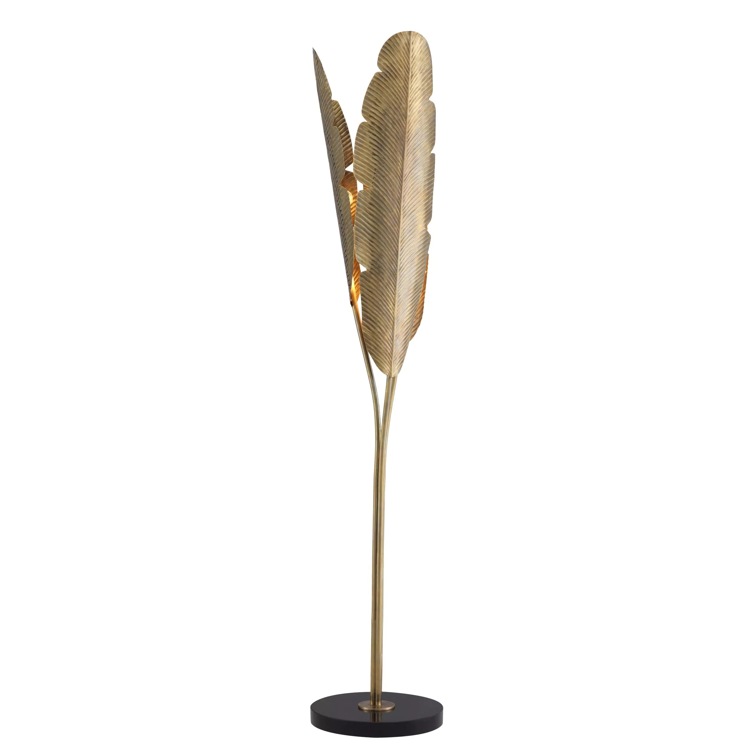 Plantain Floor Lamp - (Vintage brass finish | black granite base) - Eichholtz - Luxury Lighting Boutique