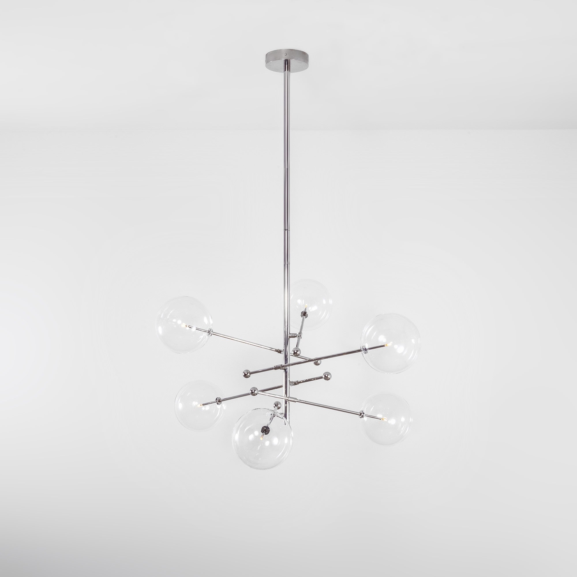 RD15 6 - Light Modern Brass Chandelier - Schwung - Luxury Lighting Boutique