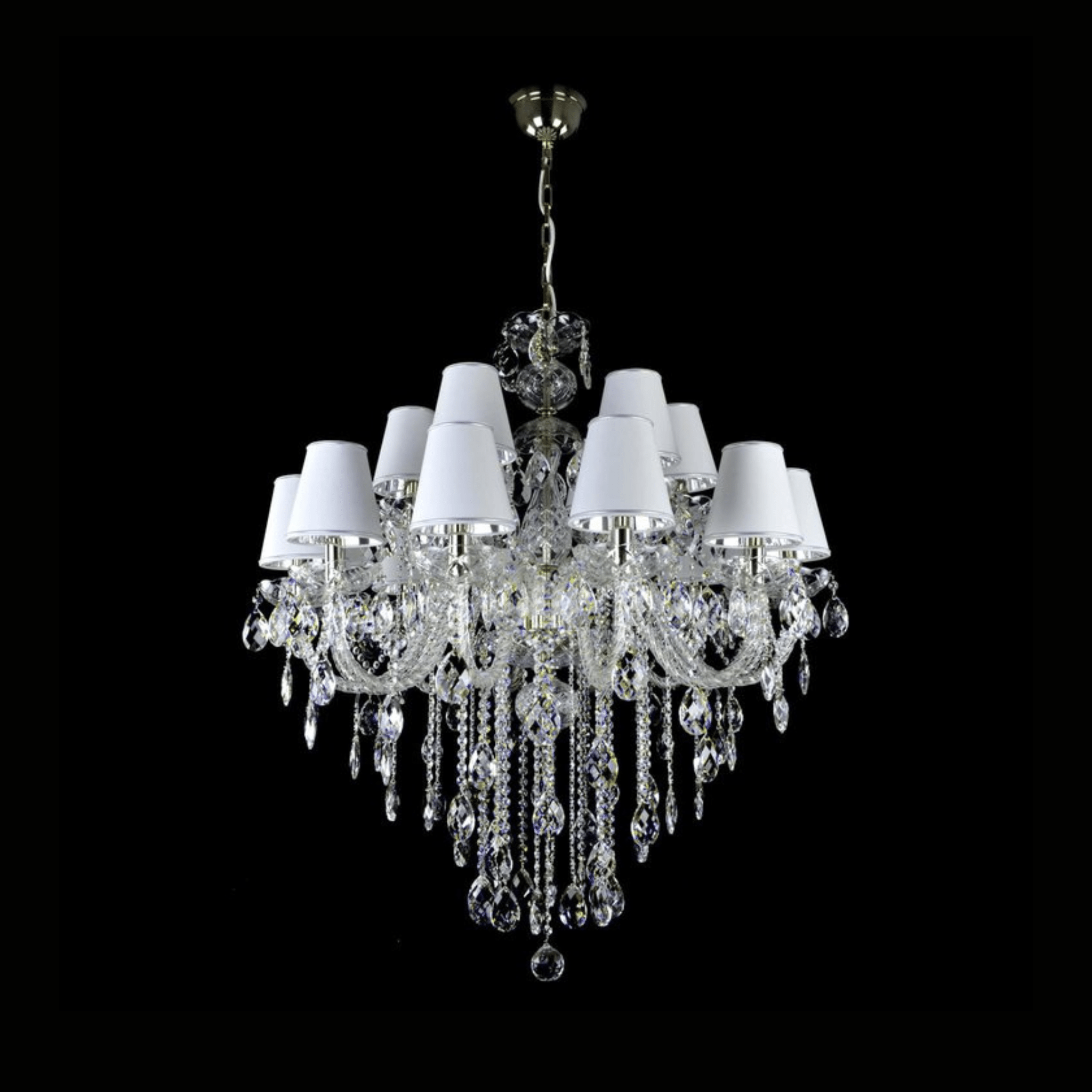 Raindrop 18 Crystal Glass Chandelier (Lampshades) - Wranovsky - Luxury Lighting BoutiqueTraditional Crystal ChandeliersWranovsky