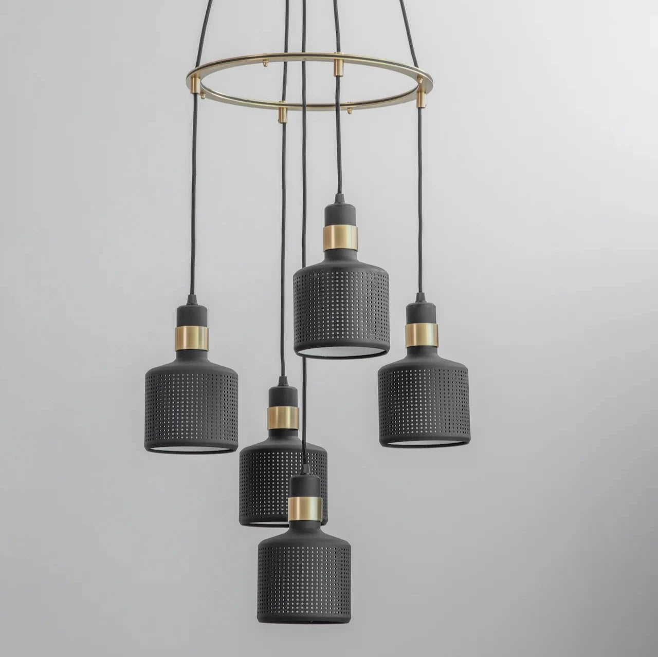 Riddle Cluster 5 - (Brushed Brass/Black) - Luxury Lighting Boutique