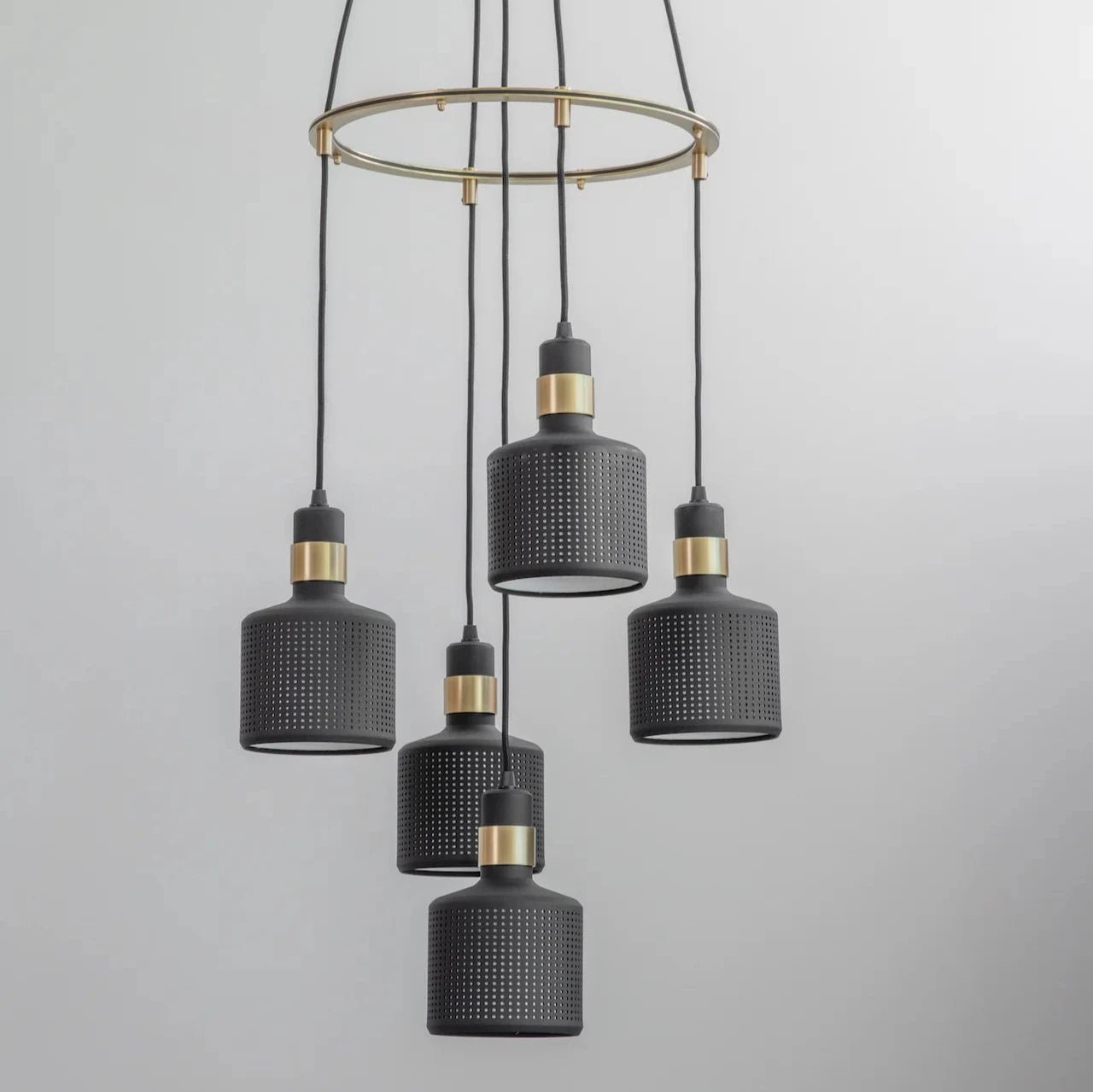 Riddle Cluster 5 - Brushed Brass | Black - Bert Frank - Luxury Lighting BoutiqueCeiling LightBert Frank