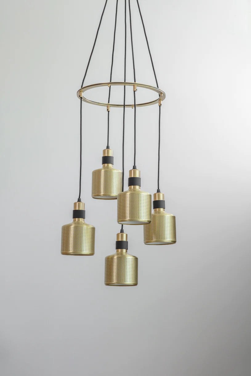 Riddle Cluster 5 - (Brushed Brass/Black) - Luxury Lighting Boutique