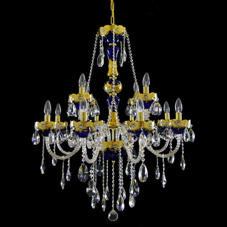 Rosso 12 Crystal Glass Chandelier (Gold/Silver) - Wranovsky - Luxury Lighting BoutiqueTraditional Crystal ChandeliersWranovsky