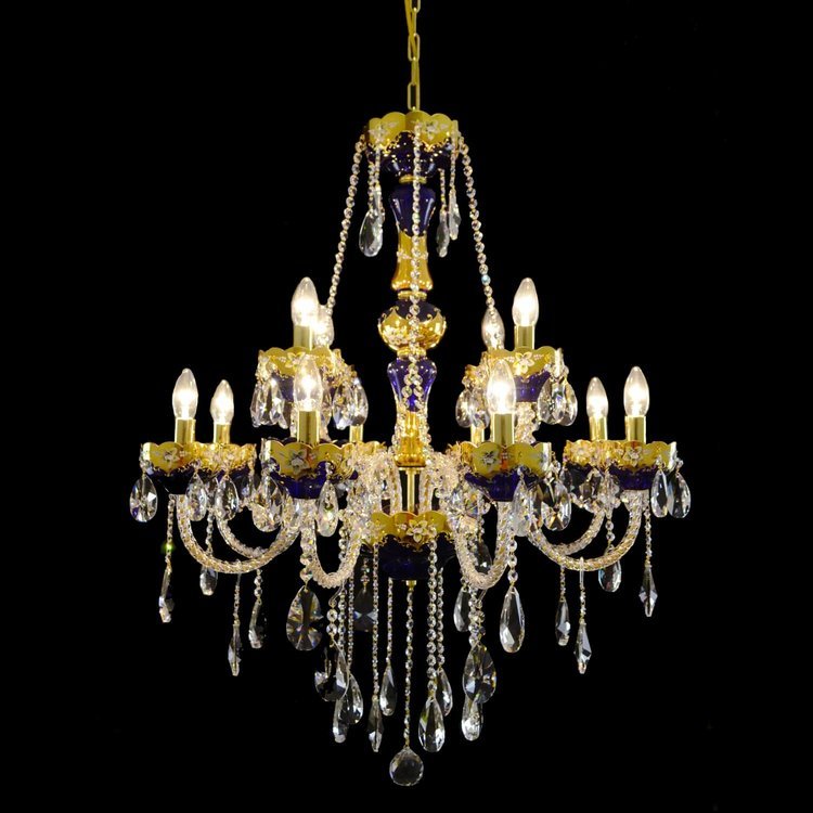 Rosso 12 Crystal Glass Chandelier (Gold/Silver) - Wranovsky - Luxury Lighting BoutiqueTraditional Crystal ChandeliersWranovsky