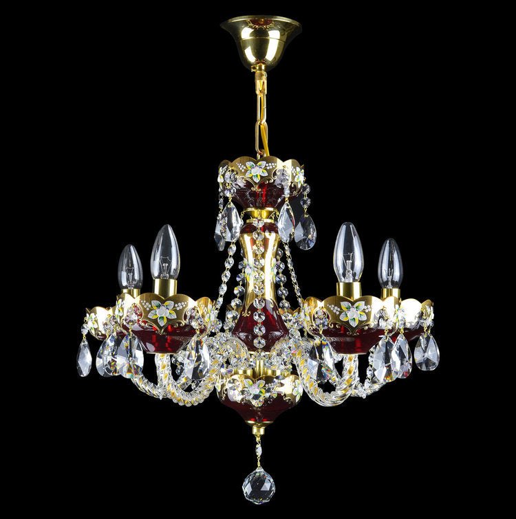 Rosso 5 Crystal Glass Chandelier (Gold/Silver) - Wranovsky - Luxury Lighting BoutiqueTraditional Crystal ChandeliersWranovsky