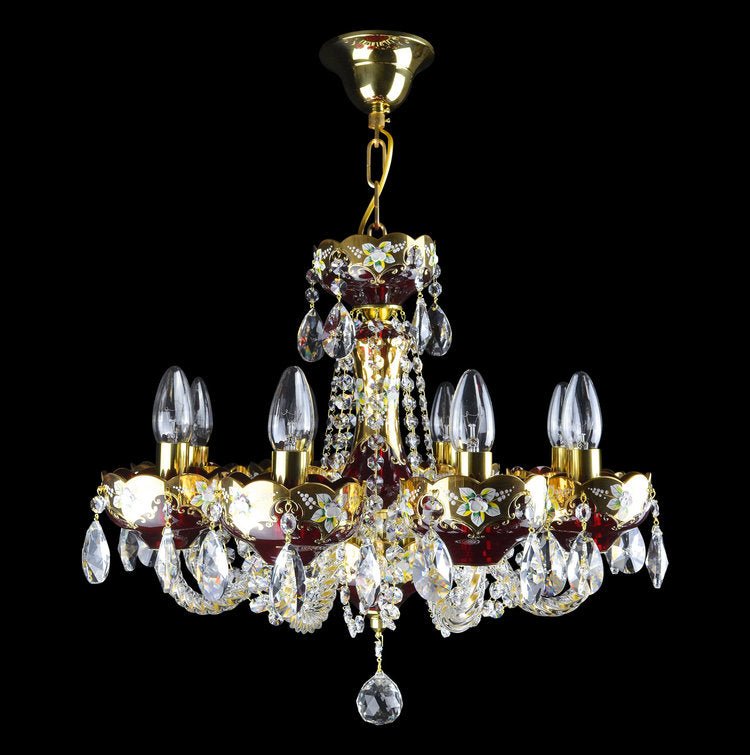 Rosso 8 Crystal Glass Chandelier (Gold/Silver) - Wranovsky - Luxury Lighting BoutiqueTraditional Crystal ChandeliersWranovsky