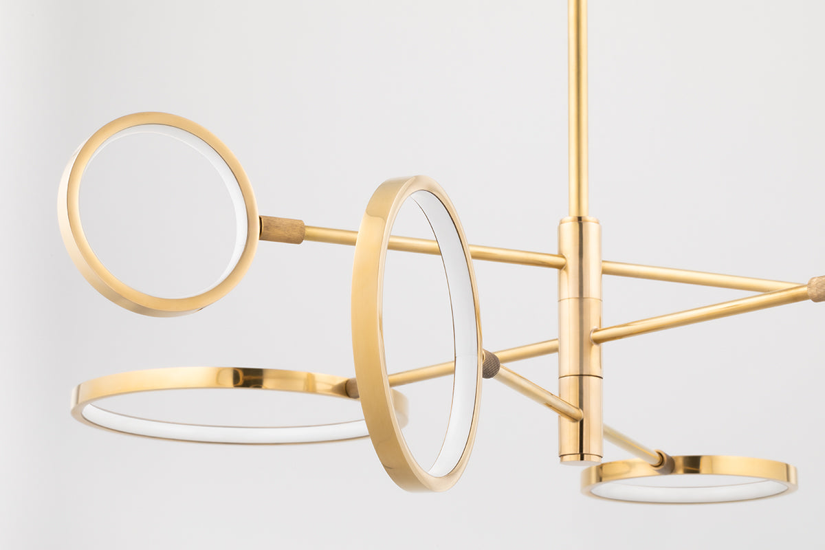 Saturn Modern Brass Chandelier - 4106-AGB-CE - Hudson Valley - Luxury Lighting Boutique