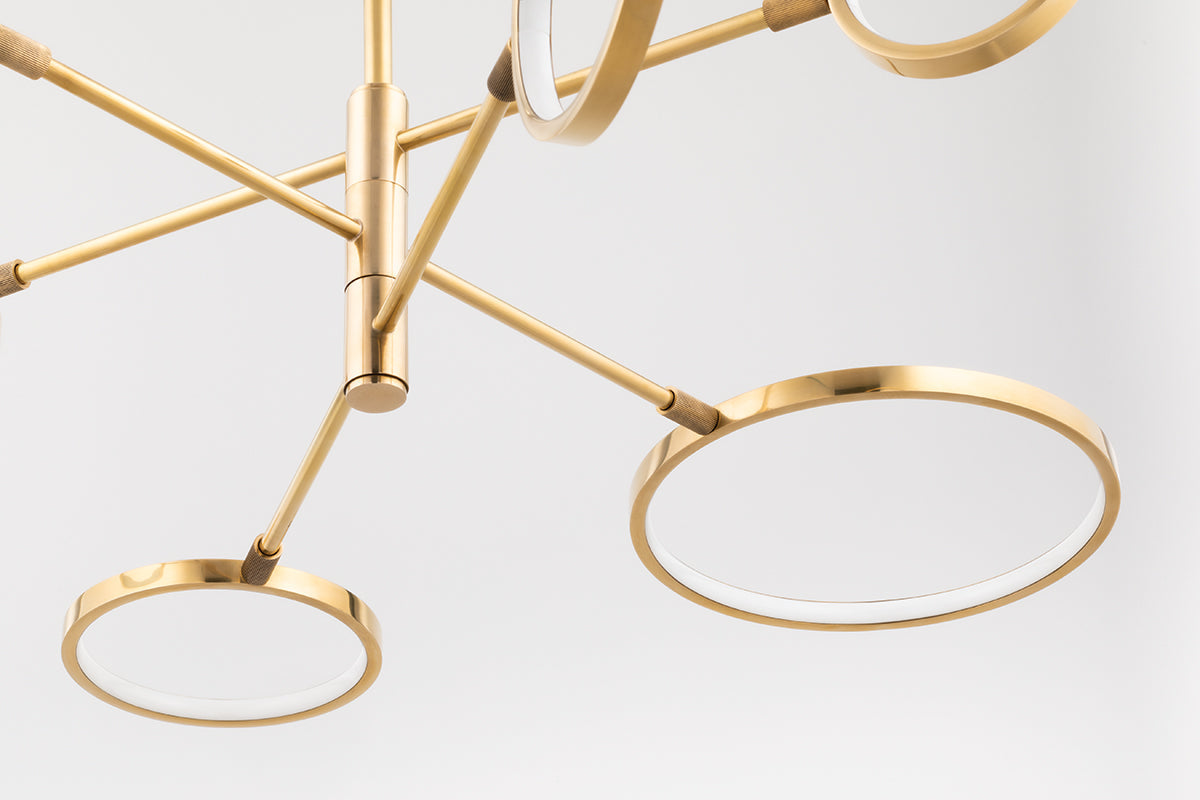 Saturn Modern Brass Chandelier - 4106-AGB-CE - Hudson Valley - Luxury Lighting Boutique