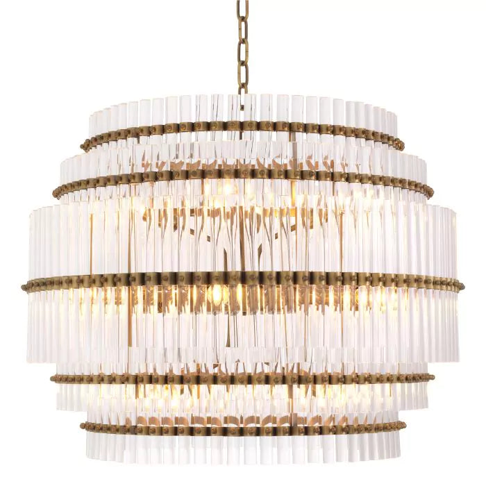 Scottsdale Modern Brass Glass Chandelier - (Antique Brass Finish | Clear Glass) - Eichholtz - Luxury Lighting Boutique