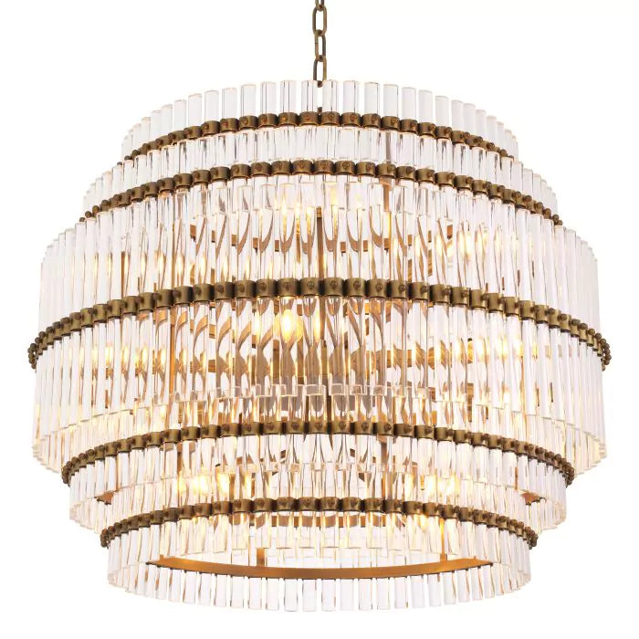 Scottsdale Modern Brass Glass Chandelier - (Antique Brass Finish | Clear Glass) - Eichholtz - Luxury Lighting Boutique