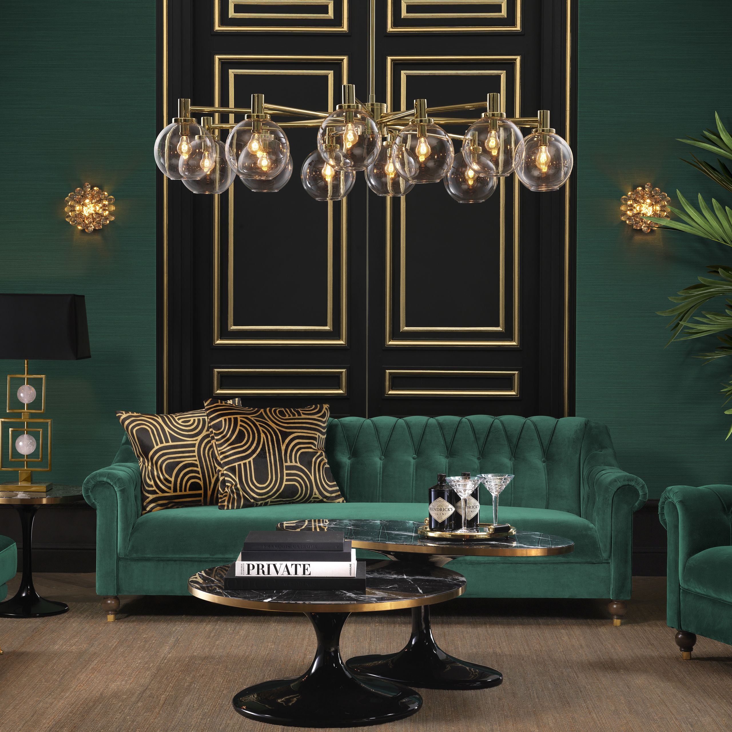 Selva Modern Glass Chandelier - Gold - Eichholtz - Luxury Lighting BoutiqueBrass/Metal ChandeliersEichholtz