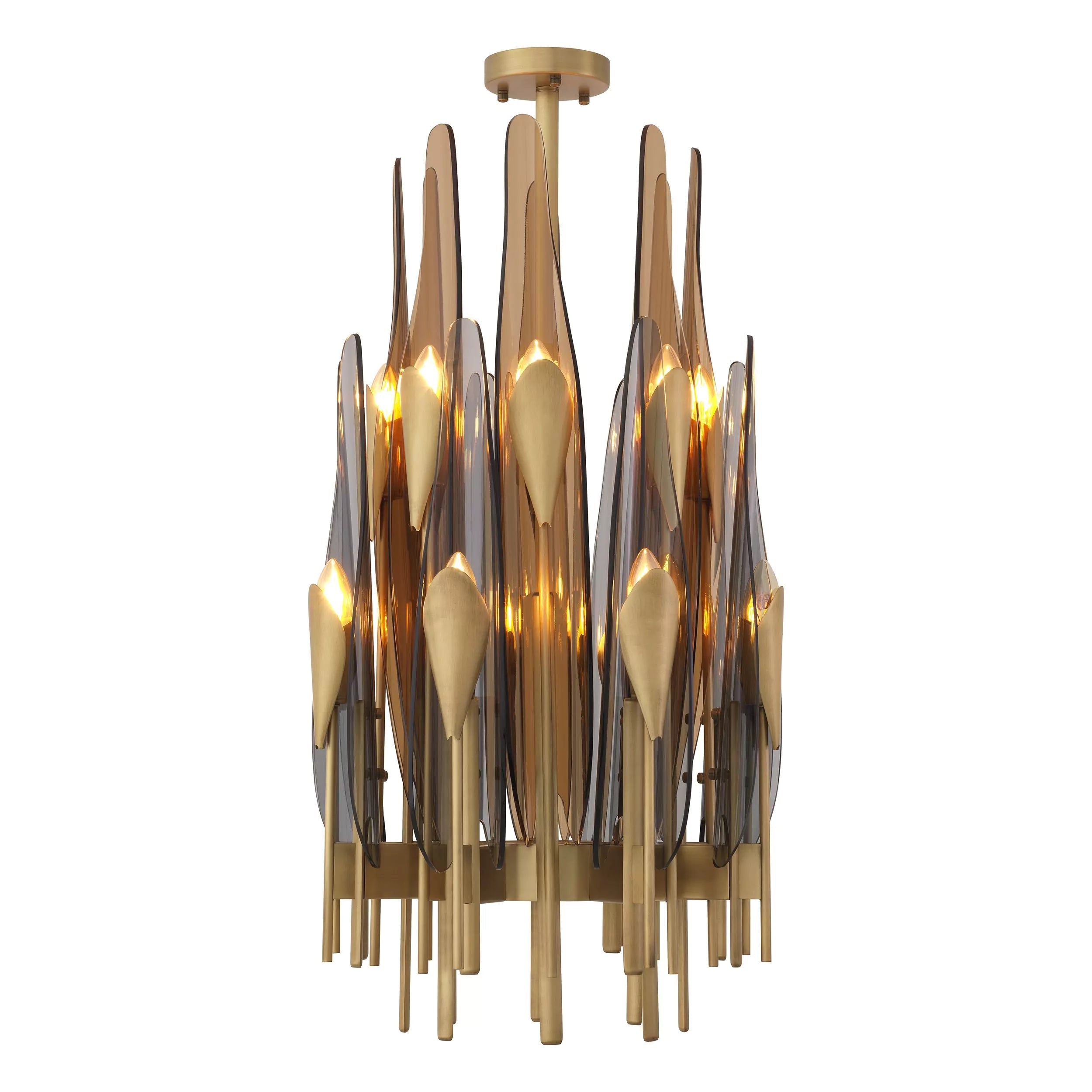 Sky Vertical Modern Brass Chandelier [Antique Brass/Bronze Highlight Finish) - Eichholtz - Luxury Lighting Boutique