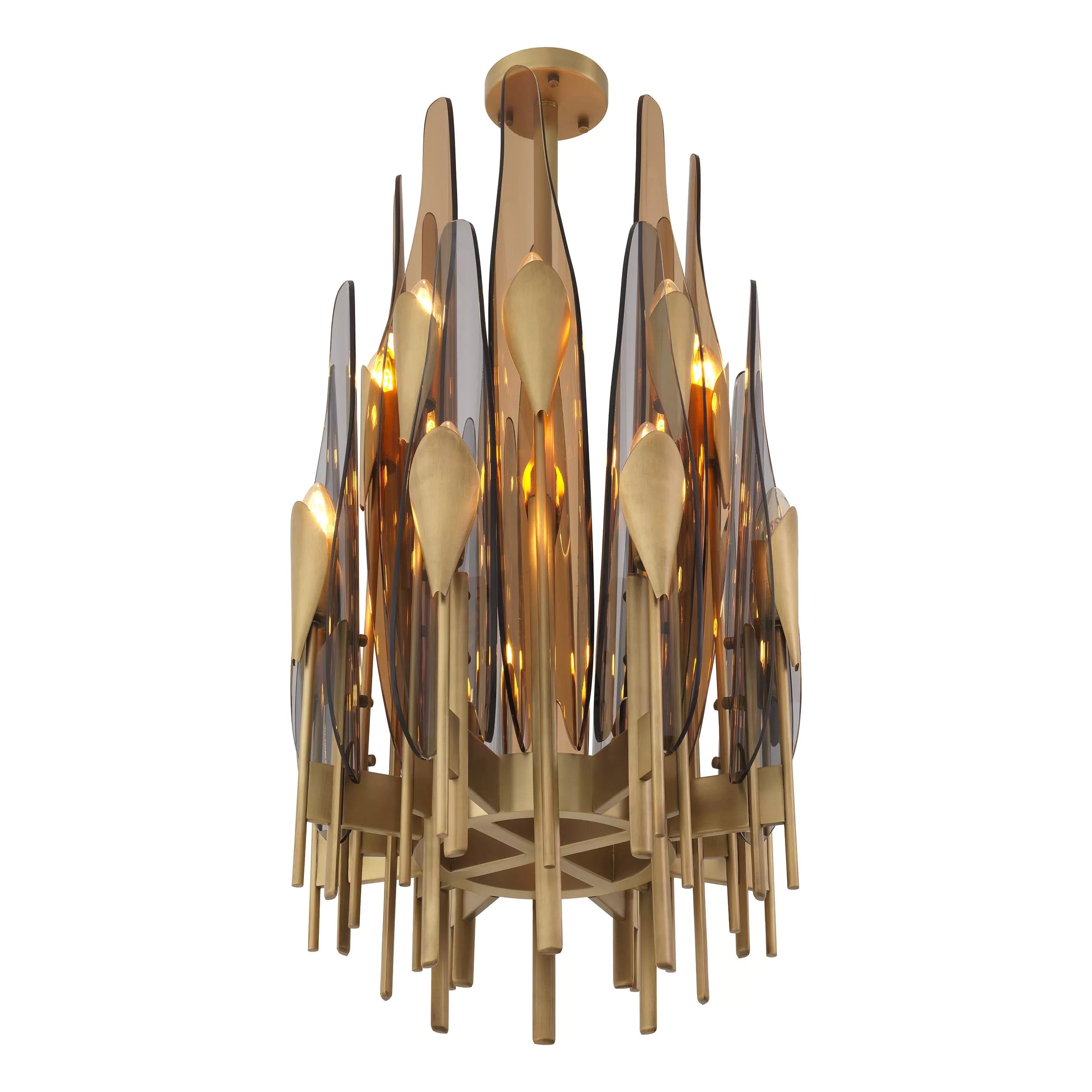 Sky Vertical Modern Brass Chandelier [Antique Brass/Bronze Highlight Finish) - Eichholtz - Luxury Lighting Boutique