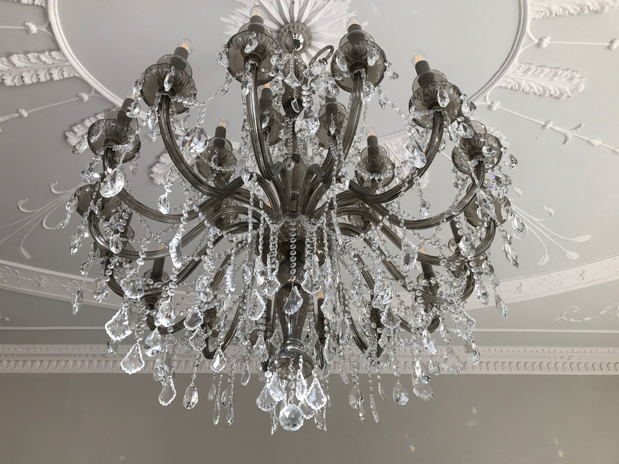 Smoke Grey 24-Light Crystal Chandelier - Glass LPS - Luxury Lighting Boutique