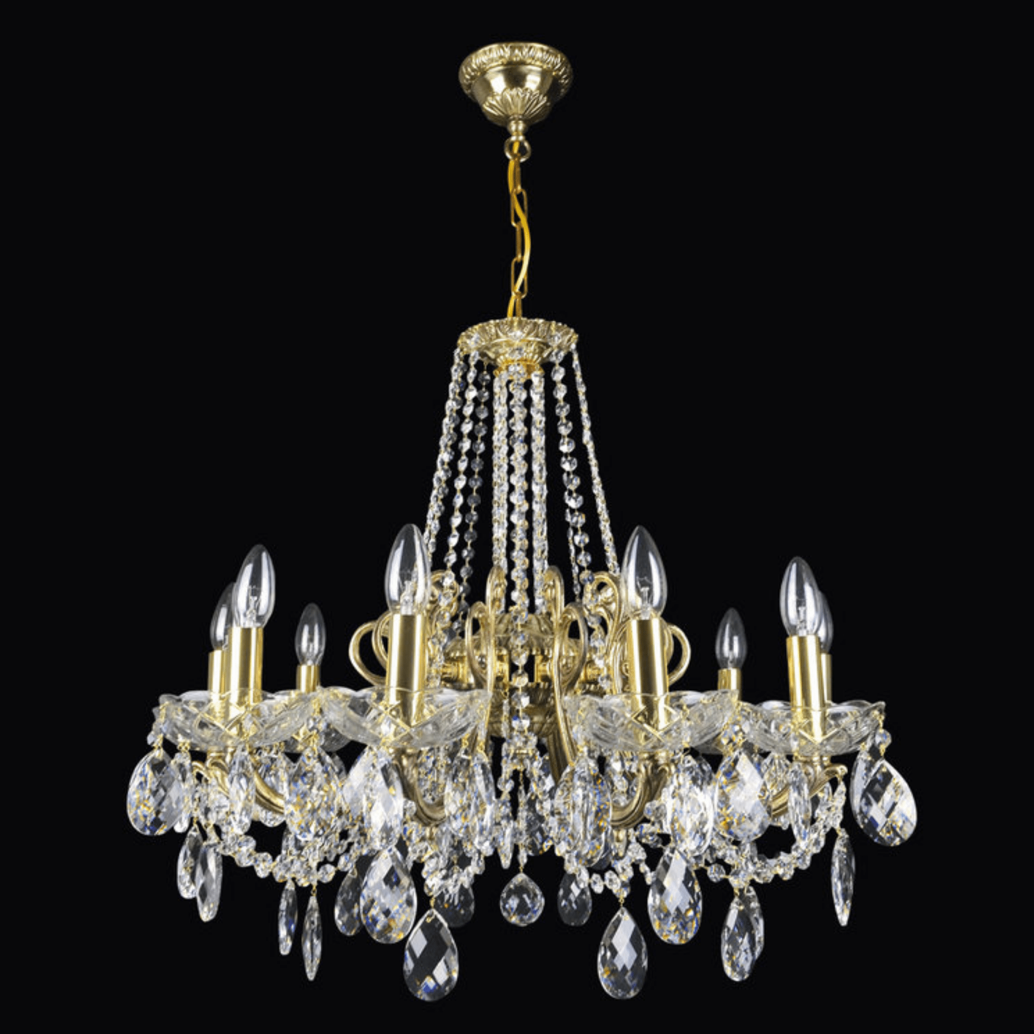 Taurus 10 Brass Crystal Glass Chandelier (Alpha Gold) - Wranovsky - Luxury Lighting BoutiqueBrass/Metal ChandeliersWranovsky