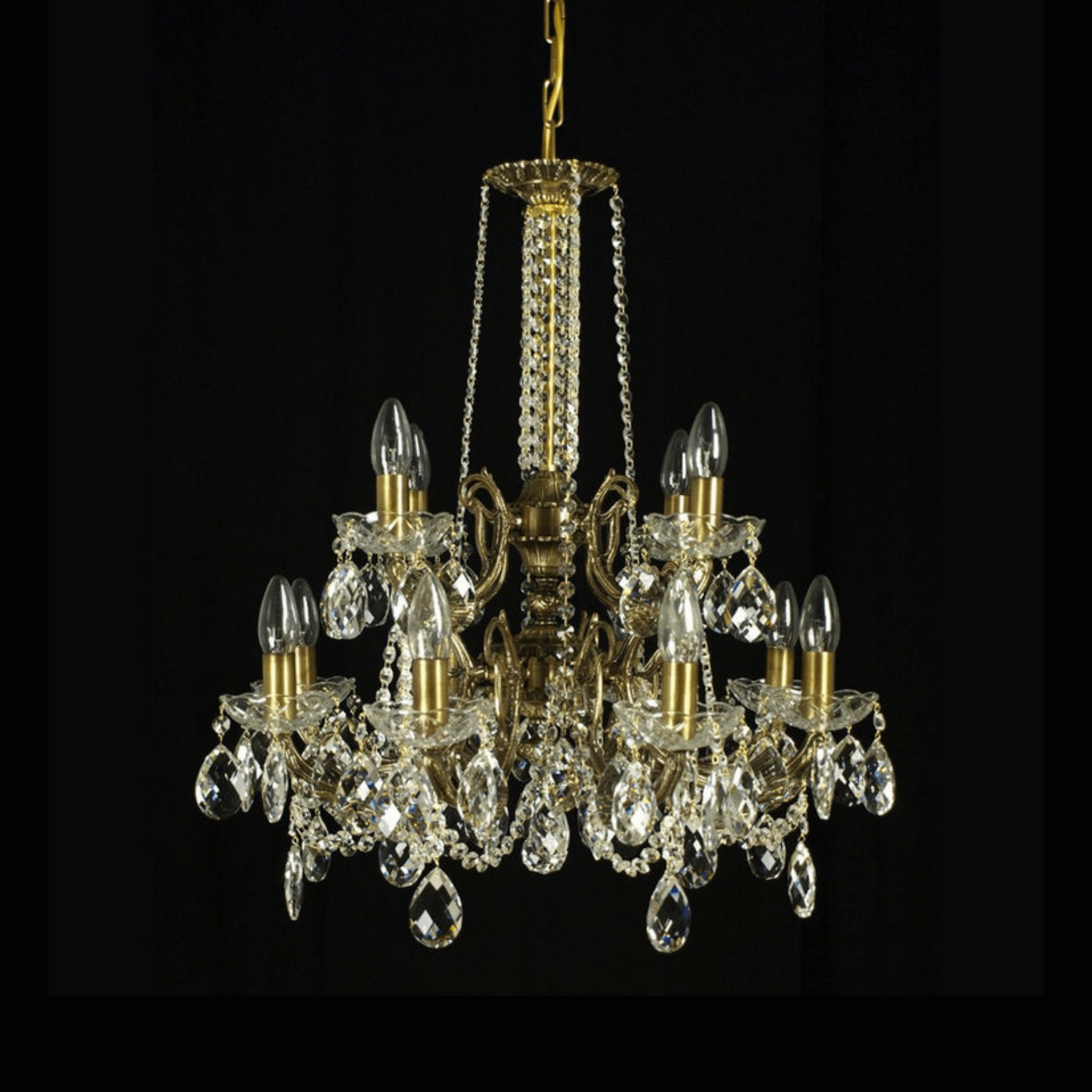 Taurus 12 Brass Crystal Glass Chandelier (Alpha Gold) - Wranovsky - Luxury Lighting BoutiqueBrass/Metal ChandeliersWranovsky