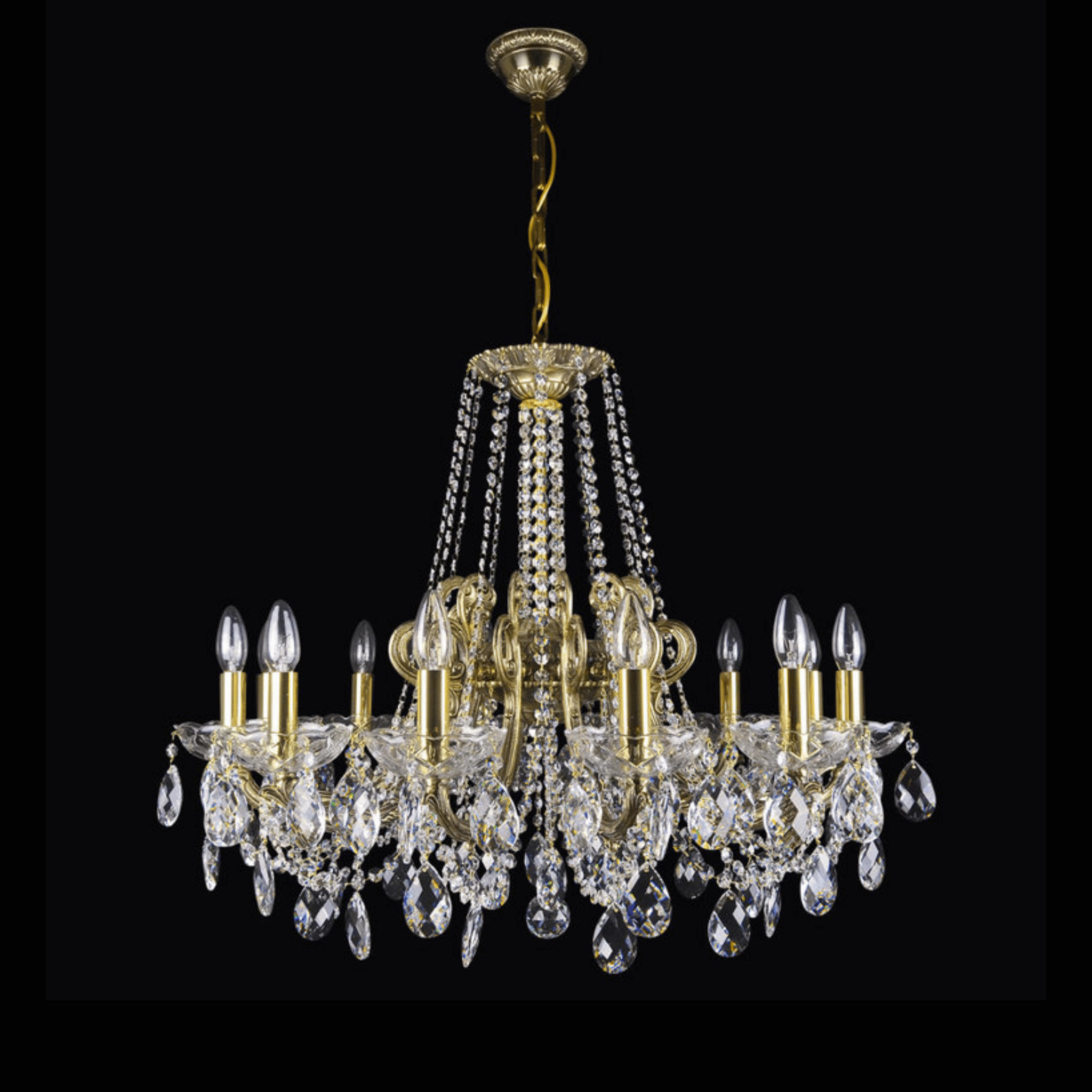 Taurus 12 Brass Crystal Glass Chandelier (Beta Gold) - Wranovsky - Luxury Lighting BoutiqueBrass/Metal ChandeliersWranovsky