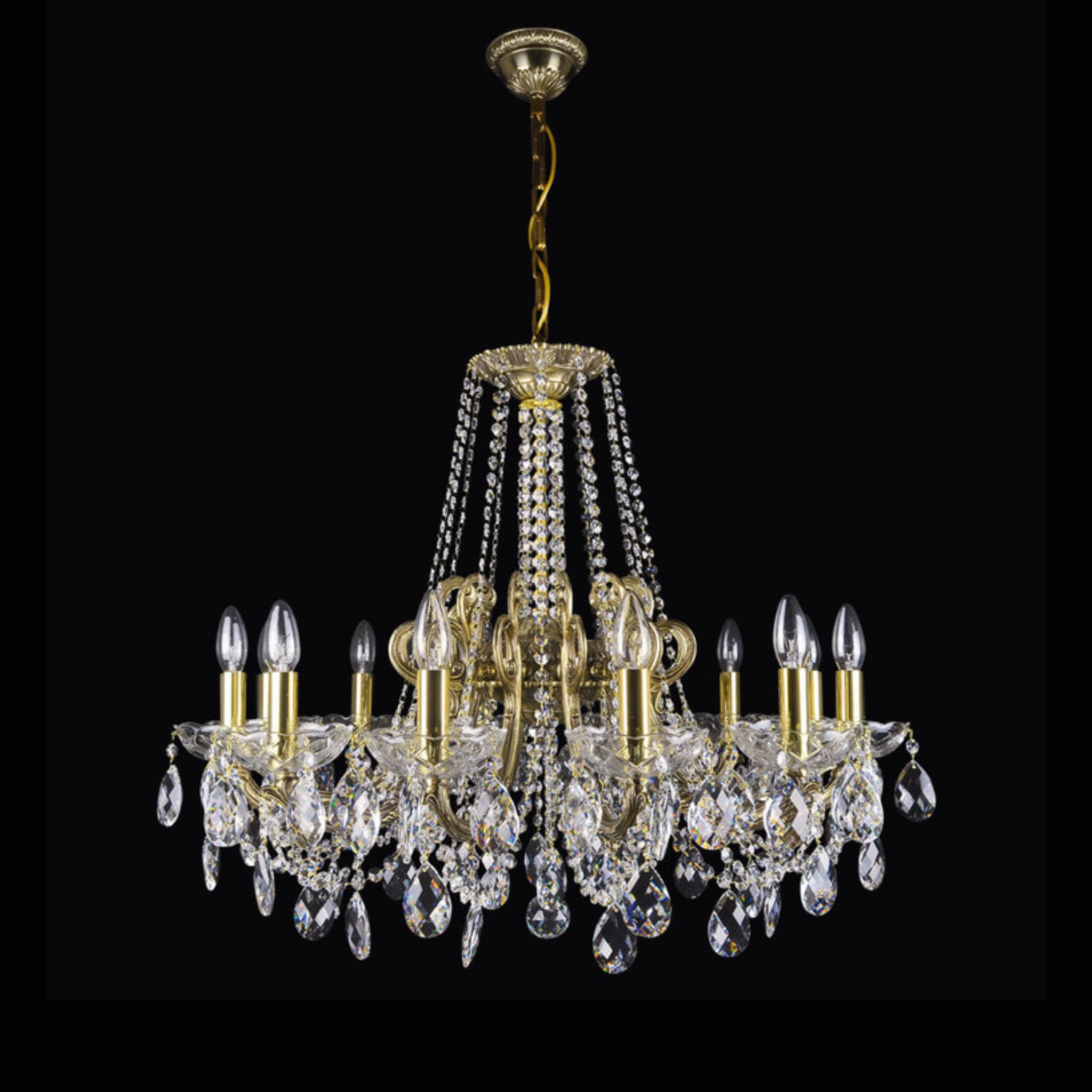 Taurus 12 Brass Crystal Glass Chandelier (Beta Gold) - Wranovsky - Luxury Lighting Boutique