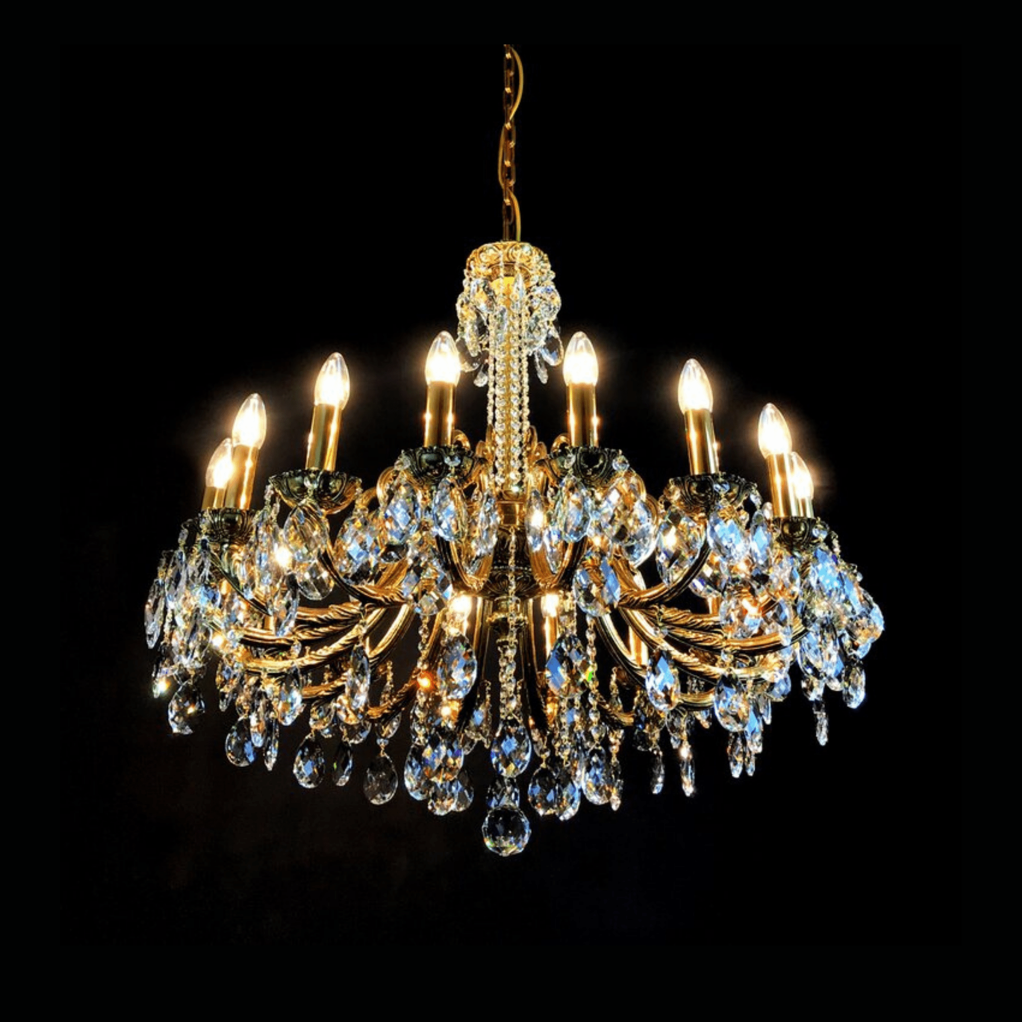 Taurus 16 Brass Crystal Glass Chandelier (Alpha Gold) - Wranovsky - Luxury Lighting BoutiqueBrass/Metal ChandeliersWranovsky